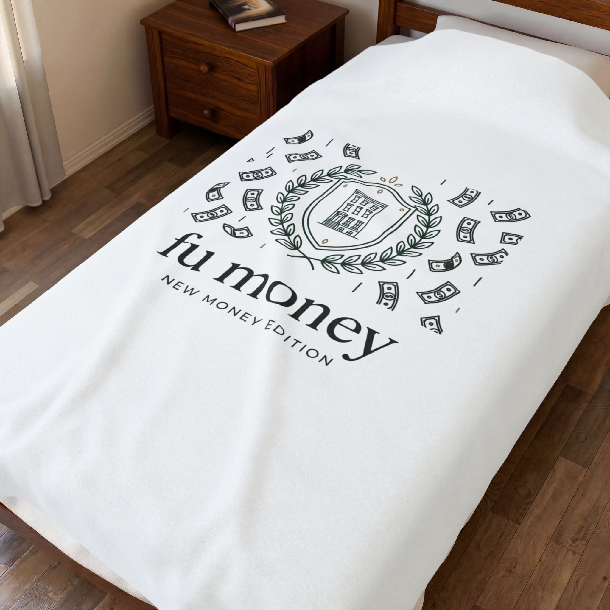 quiet luxury crest Velveteen Plush Blanket | old money minimalist, monochrome