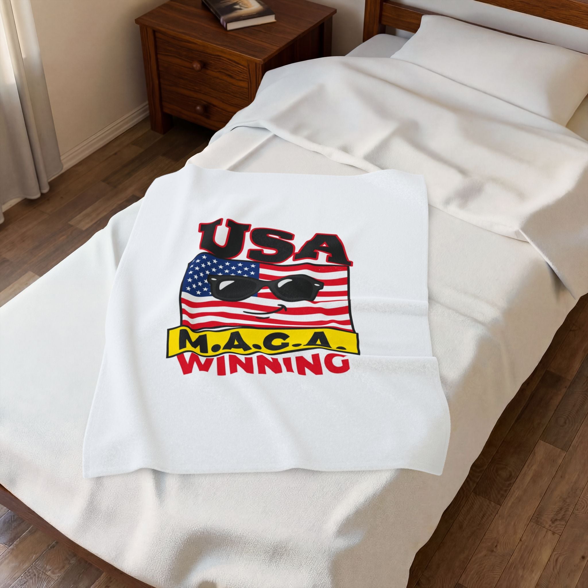 Maga Winning Velveteen Blanket | protest typography, acronym humor