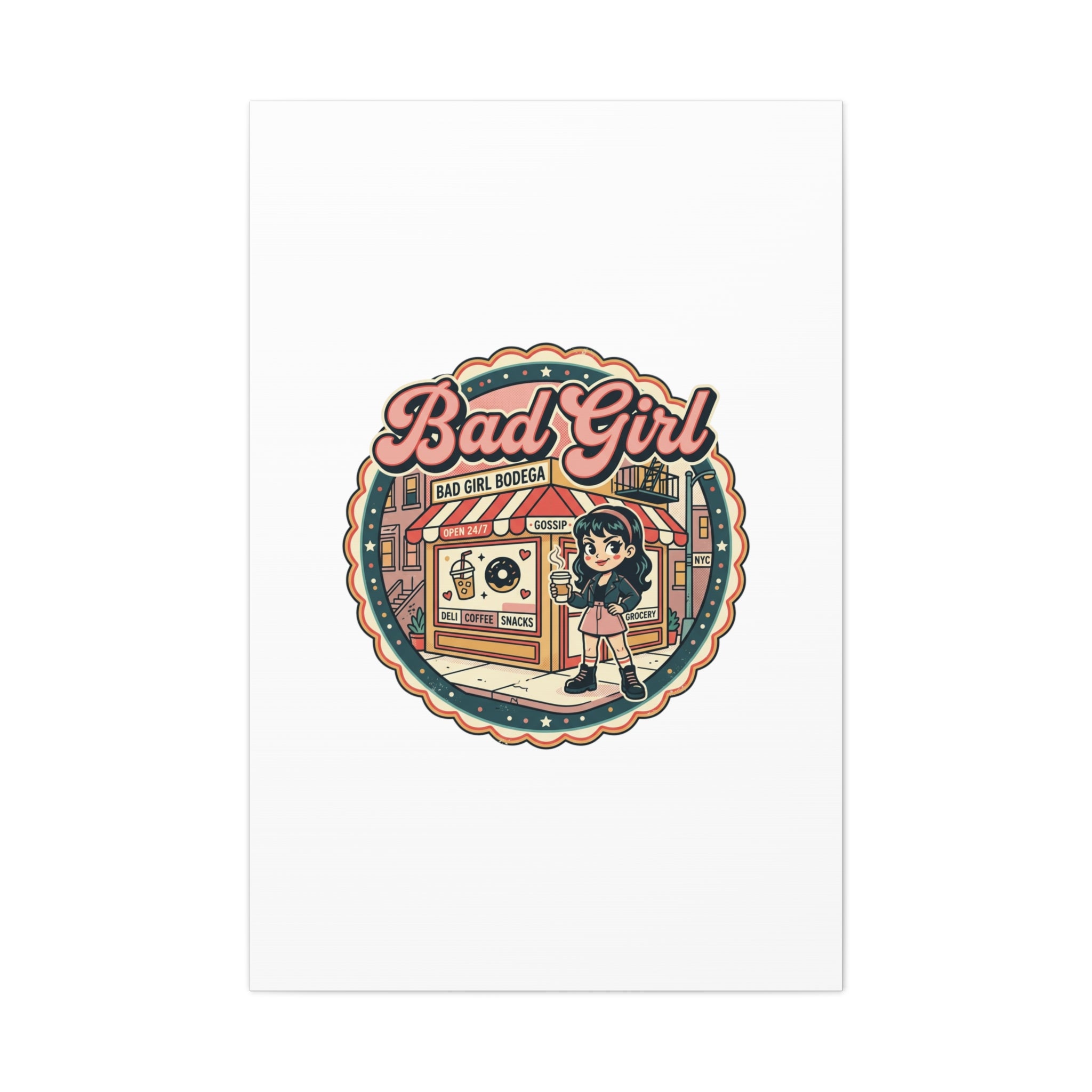 Bad Girl Bodega Canvas Print | Bodega, NYC, Y2K Corner Store Art