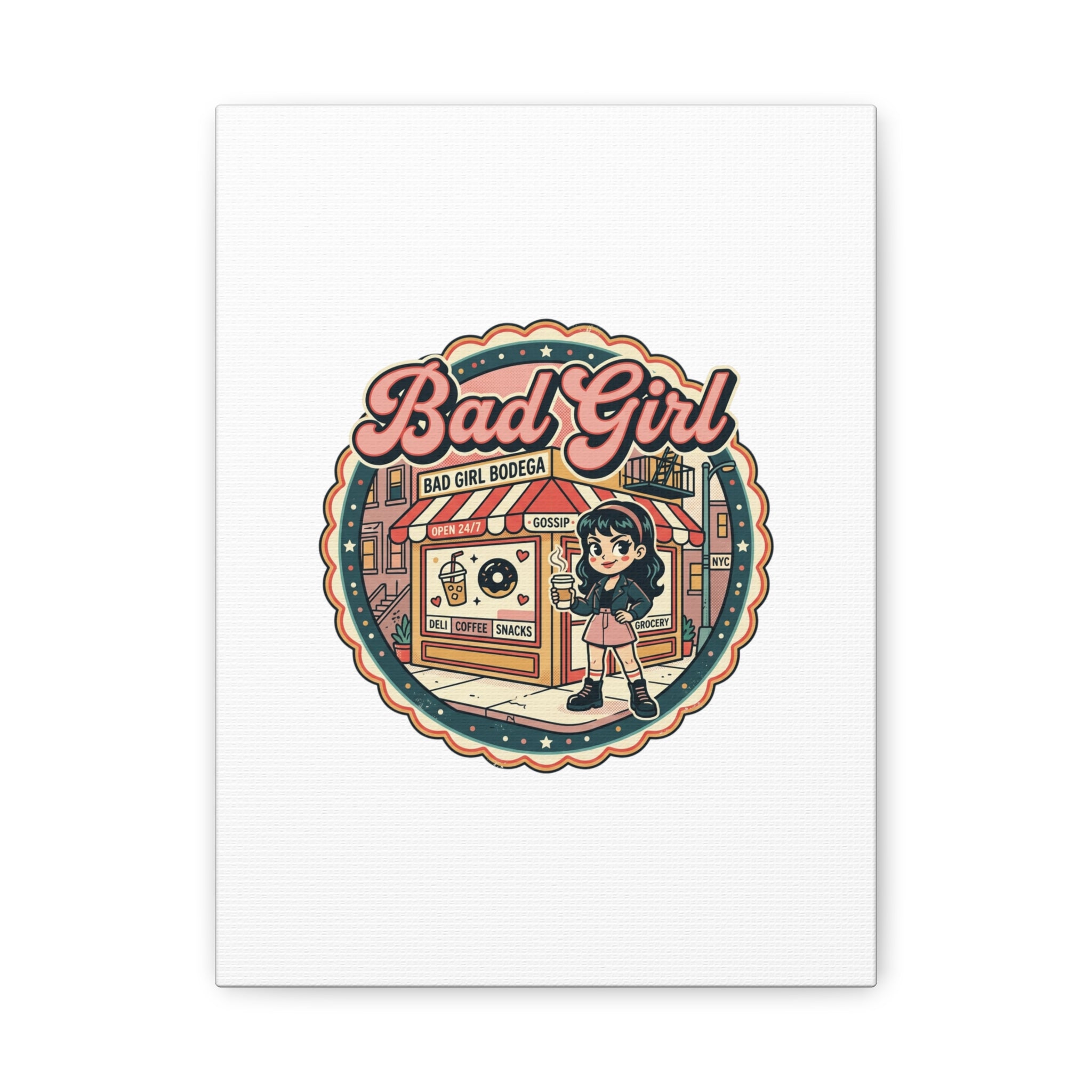 Bad Girl Bodega Canvas Print | Bodega, NYC, Y2K Corner Store Art