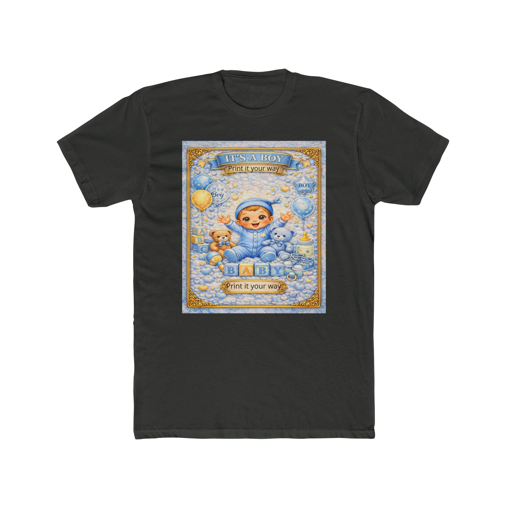 Its a Boy T‑Shirt – 'A New Adventure Begins' Cute Vintage Blue Baby Design