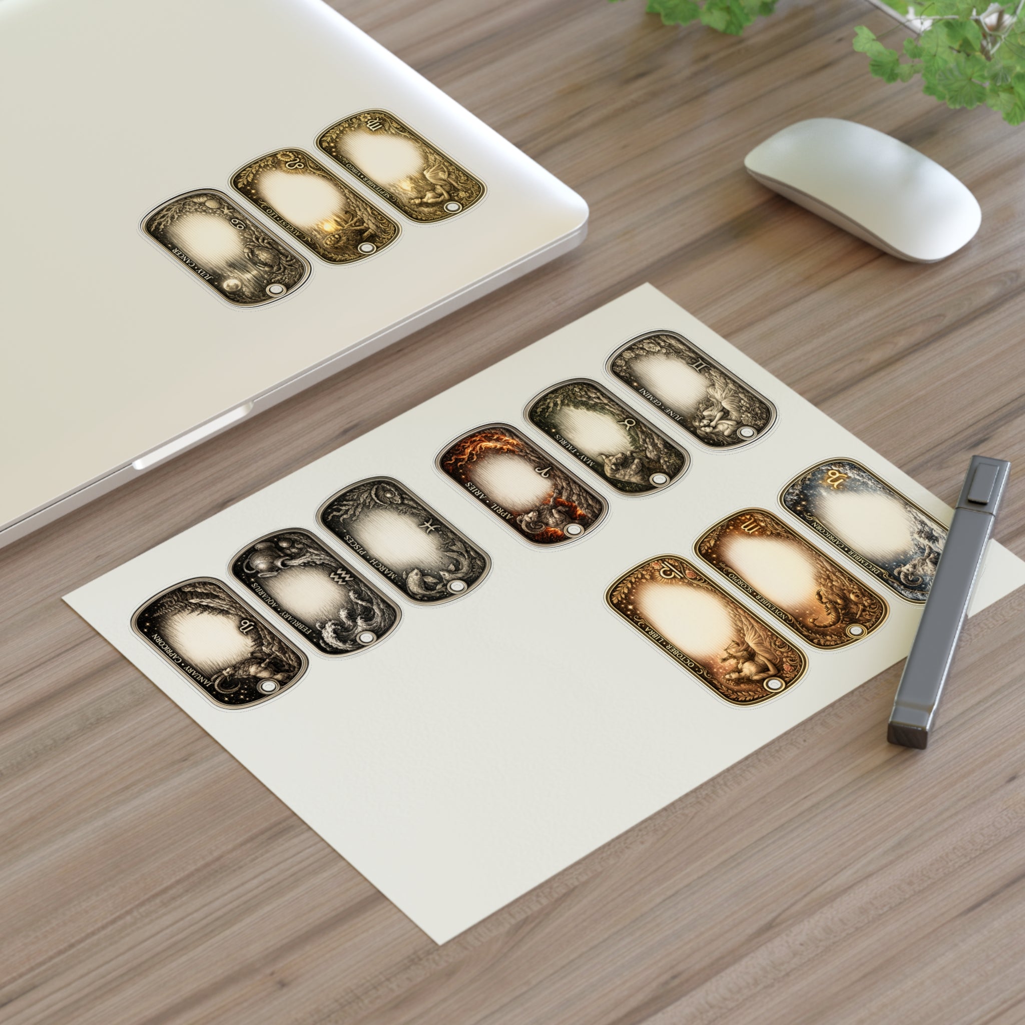 Vintage Nameplate Sticker Sheet — Retro Label Planner Stickers (12-Pack)