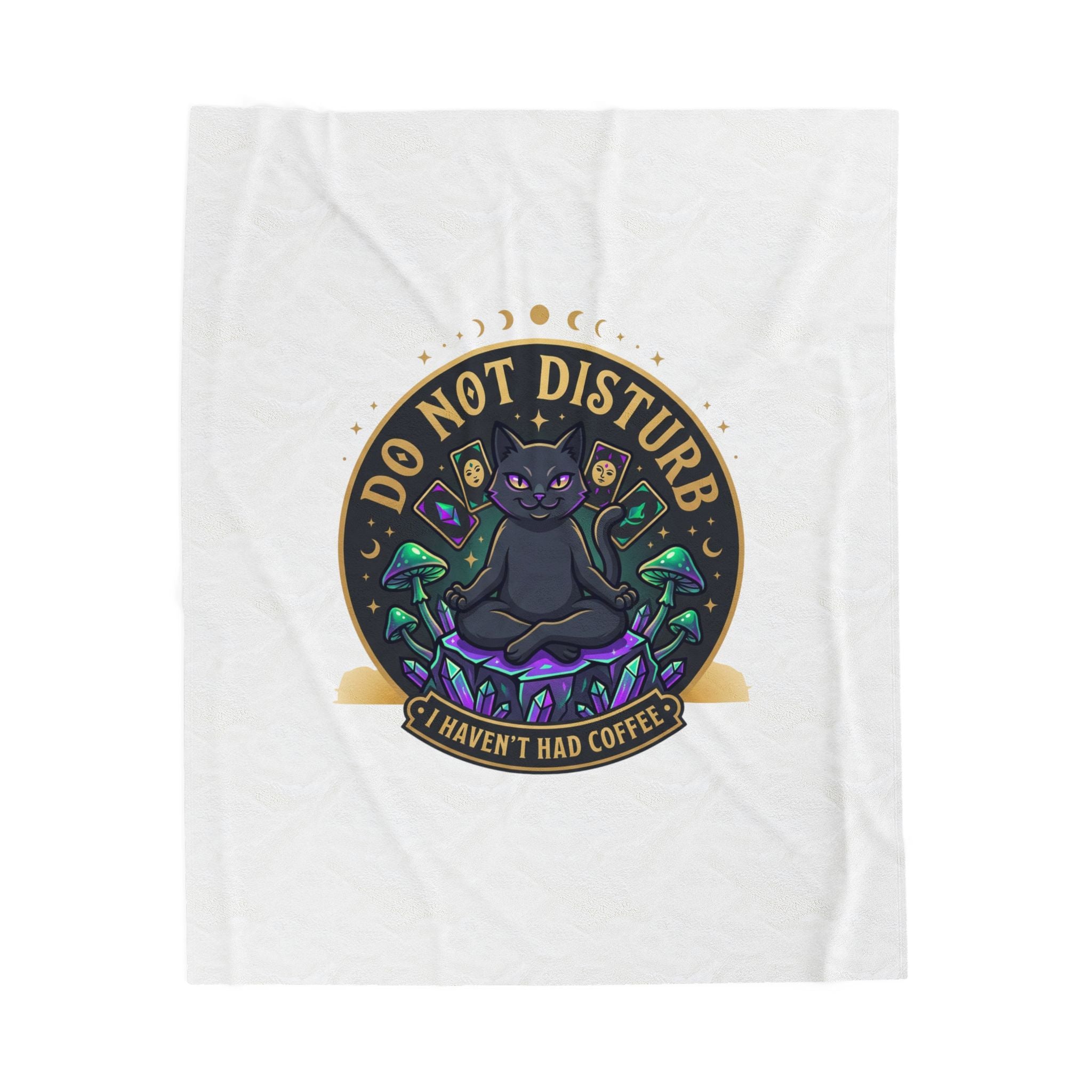 Do Not Disturb Cat Coffee Blanket | witchy goblincore, celestial crystals