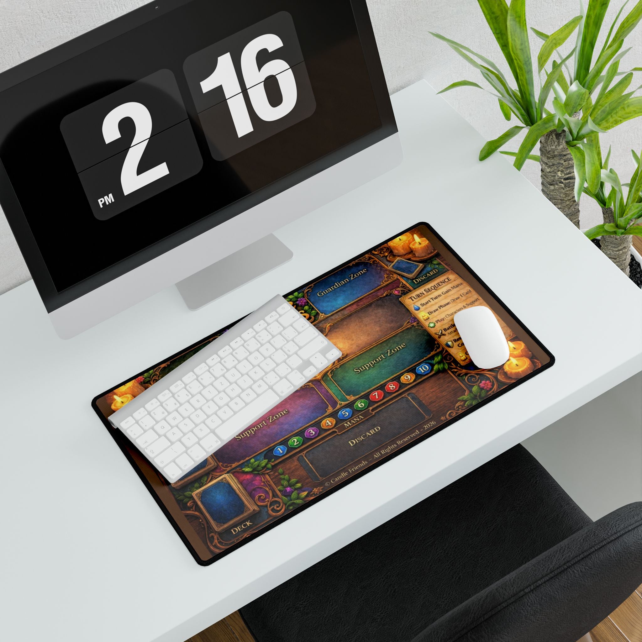 Candle Friends Board Game Desk Mat — Fantasy Playmat with Guardian Zone & Card Areas