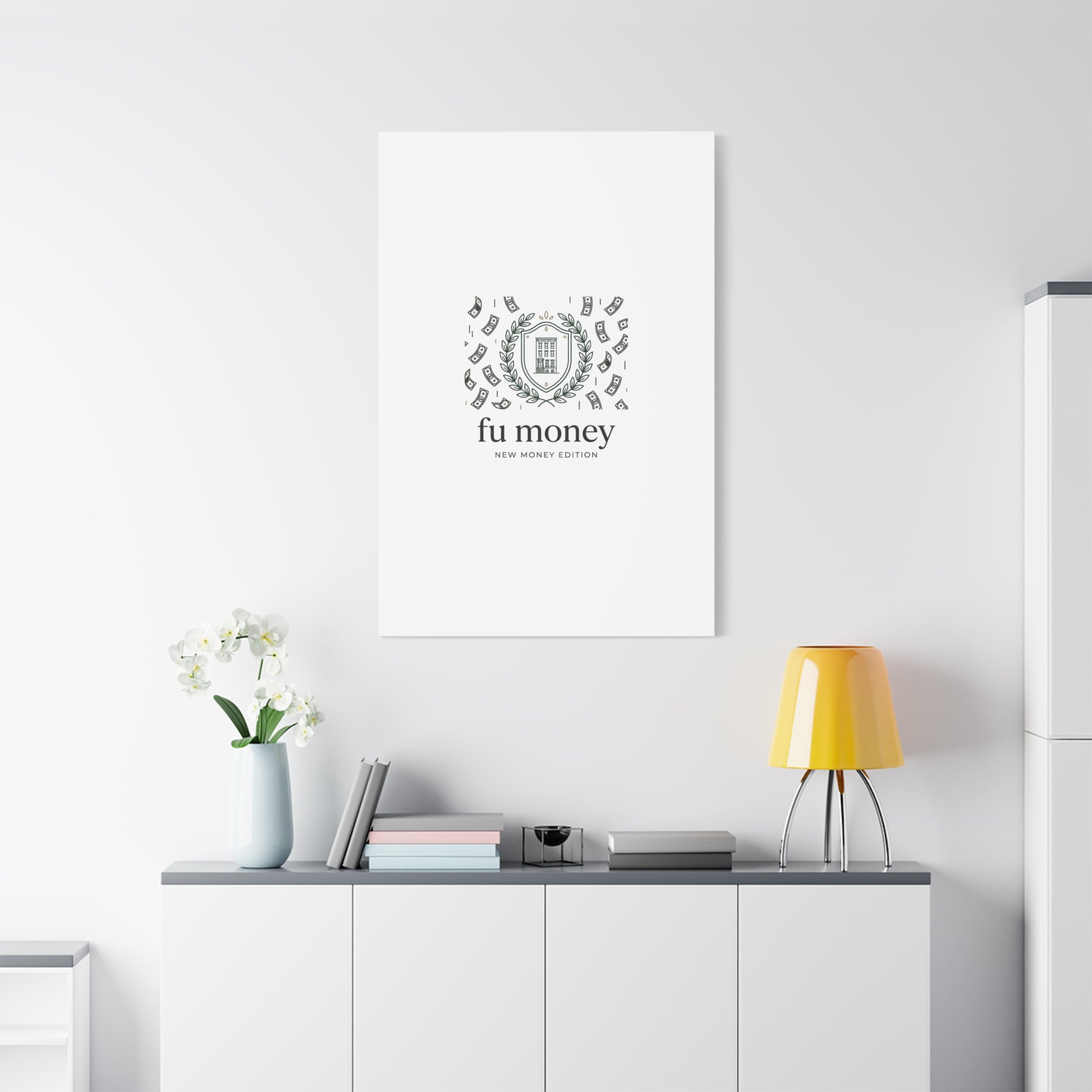 fu money Canvas |New Money Minimalist, Quiet Luxury, Serif Monochrome