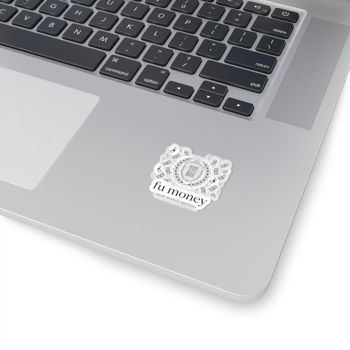 fu money Crest Sticker | old money minimalist, monochrome serif