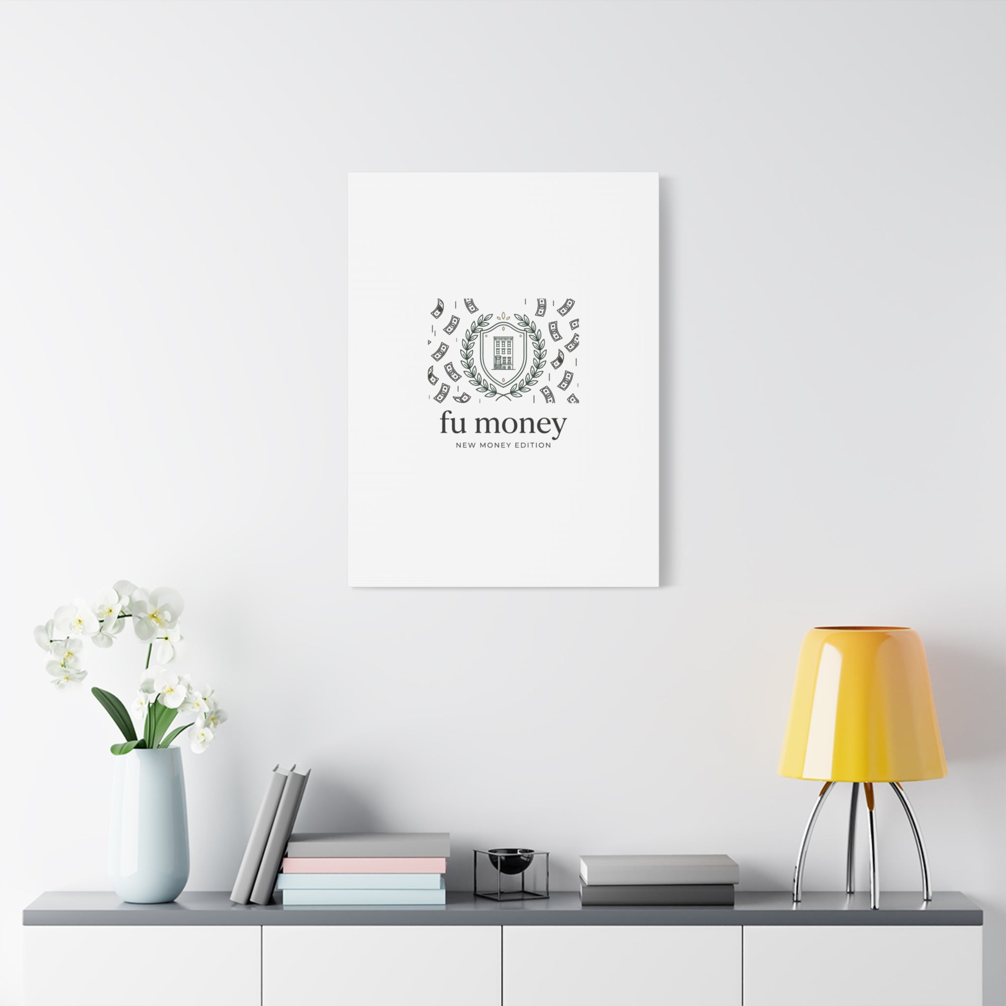 fu money Canvas |New Money Minimalist, Quiet Luxury, Serif Monochrome