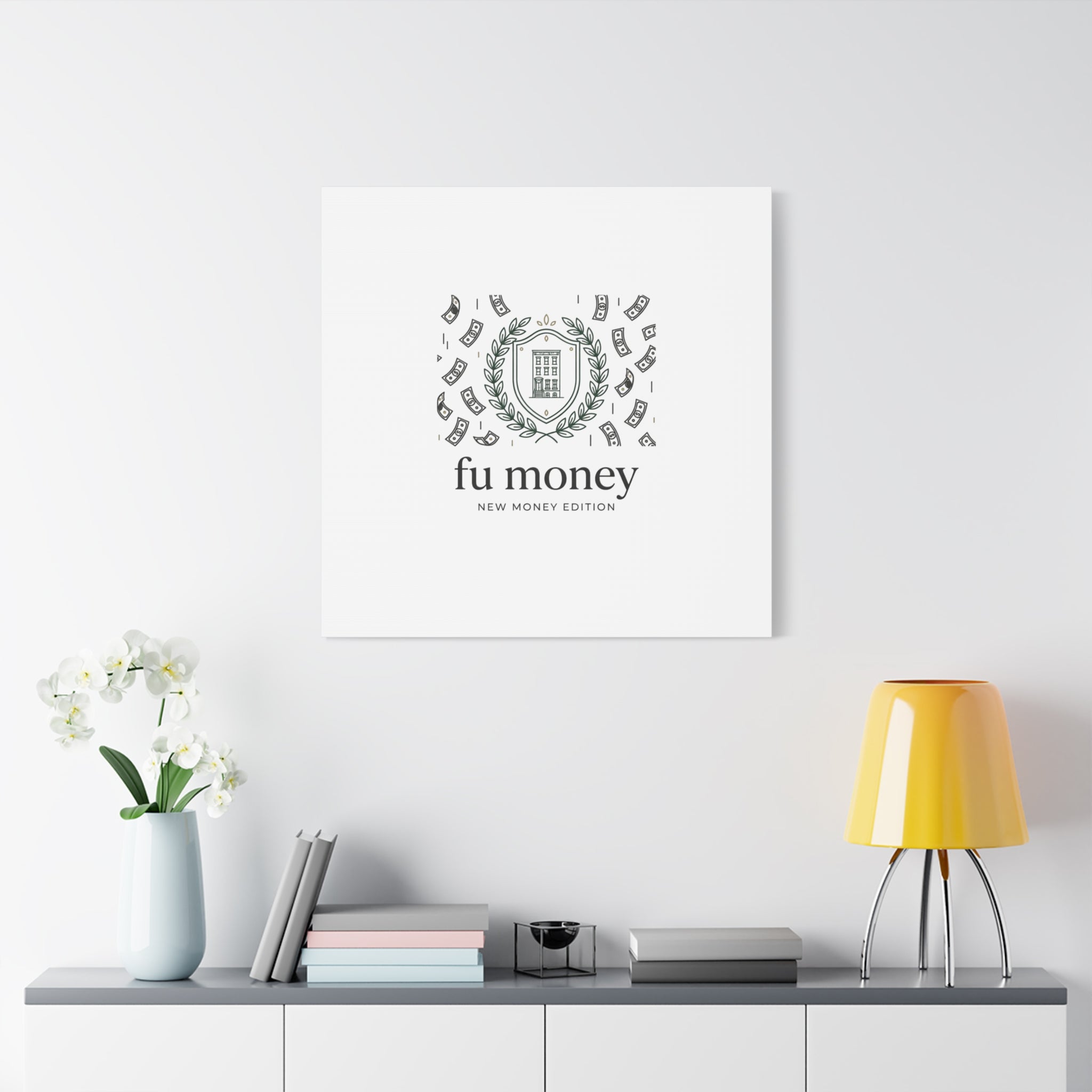 fu money Canvas |New Money Minimalist, Quiet Luxury, Serif Monochrome