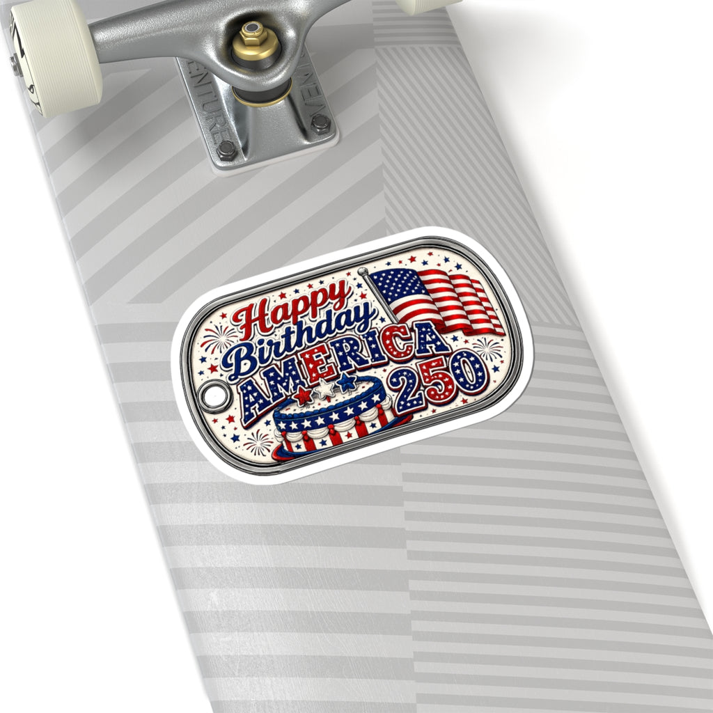 Happy Birthday America 250 Sticker — Patriotic 4th of July Kiss-Cut Decal