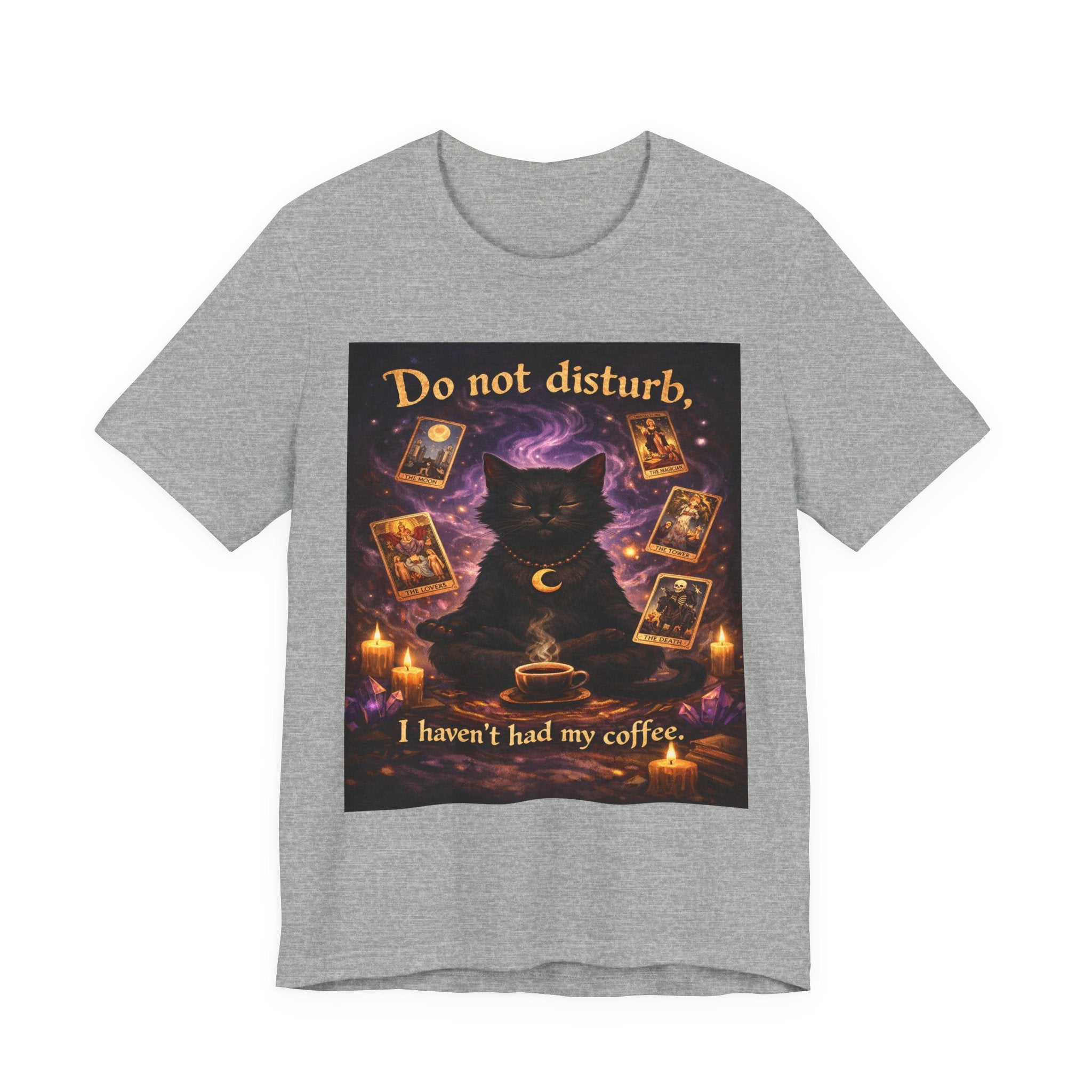 Do Not Disturb Cat Coffee Tee — Mystic Black Cat Tarot T-Shirt