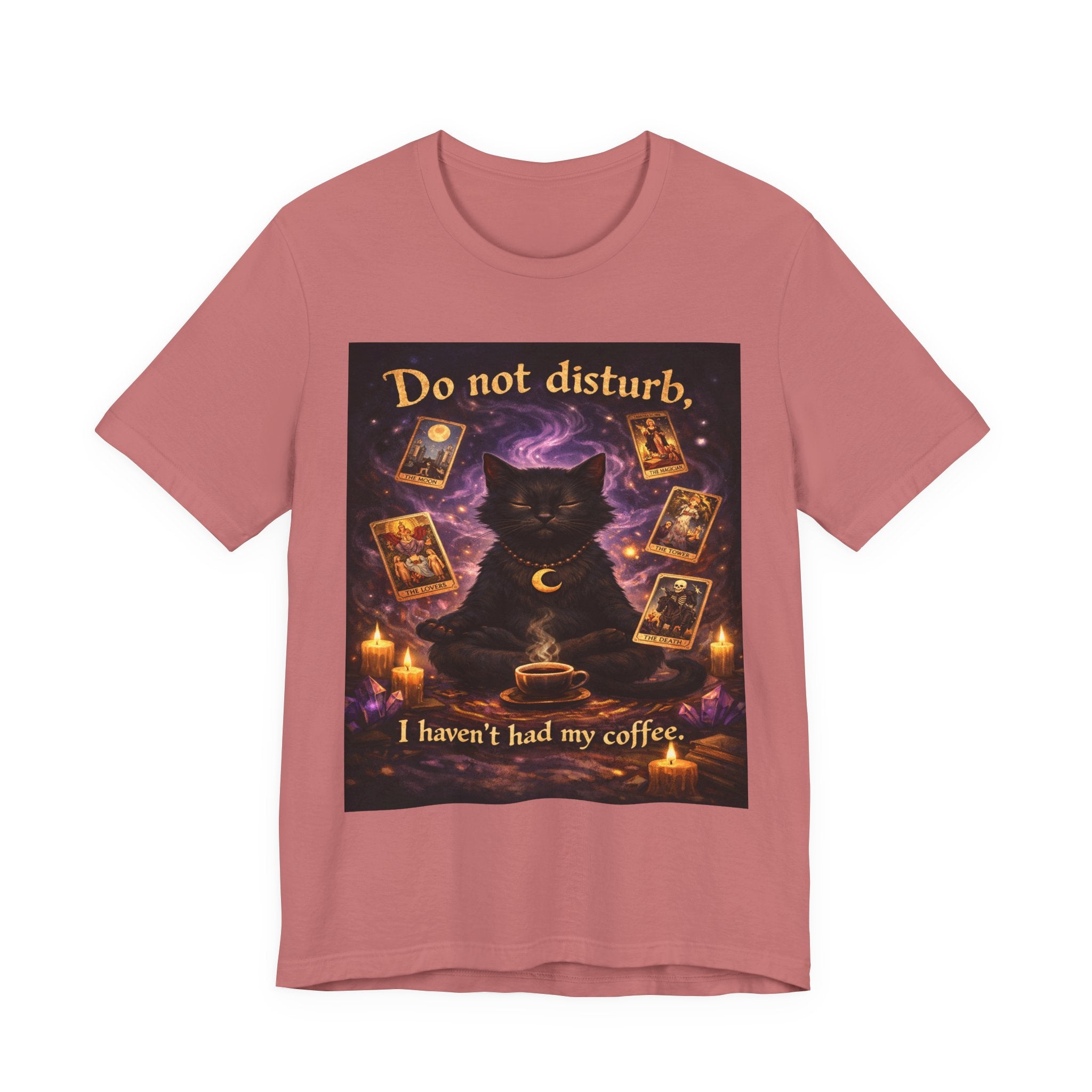 Do Not Disturb Cat Coffee Tee — Mystic Black Cat Tarot T-Shirt