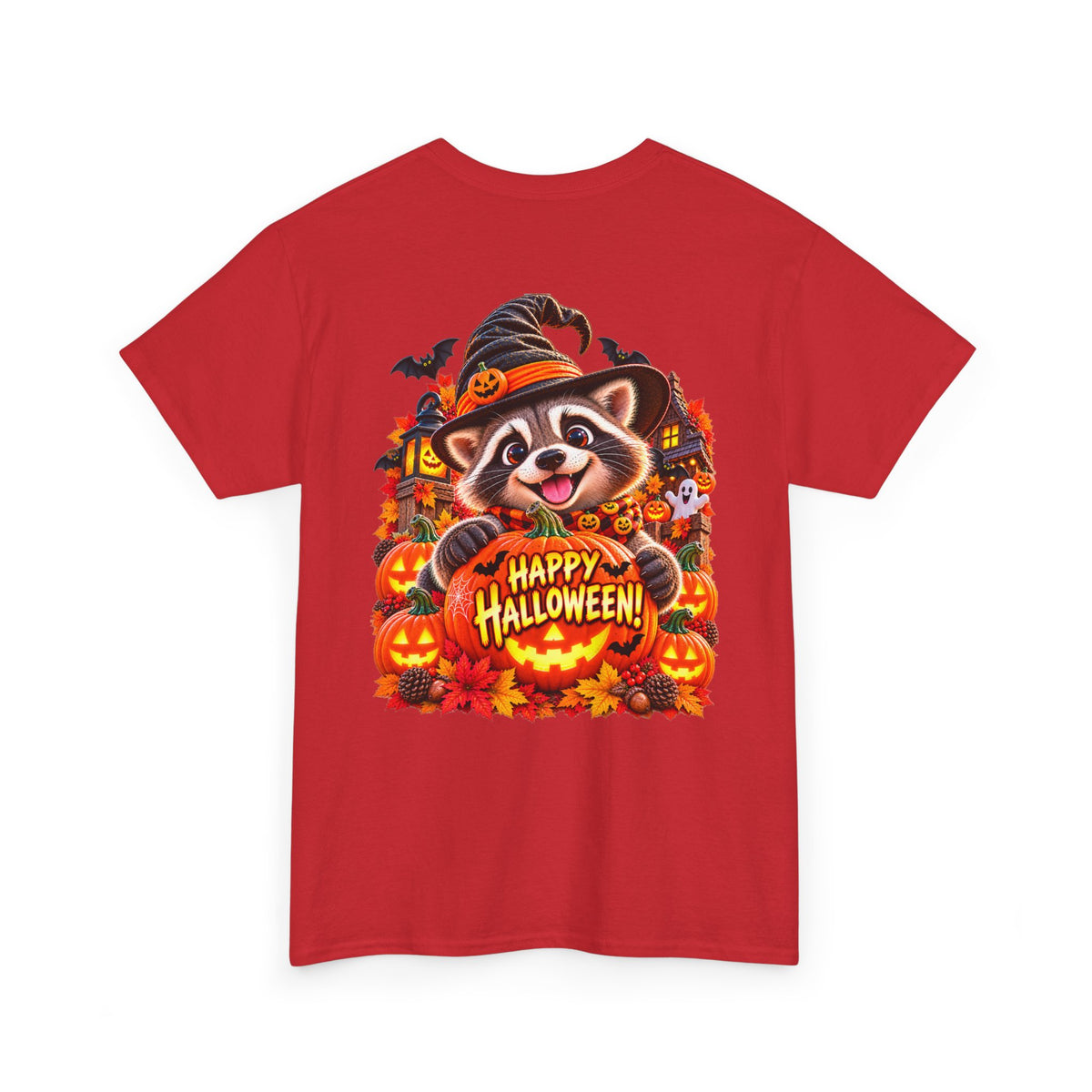 Halloween Raccoon Tee — Cute Jack-o'-Lantern "Happy Halloween" Shirt