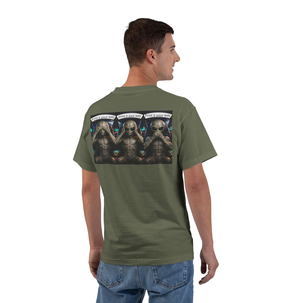 Alien Meditation Graphic T-Shirt — 'See No Evil' Trio Sci‑Fi Tee