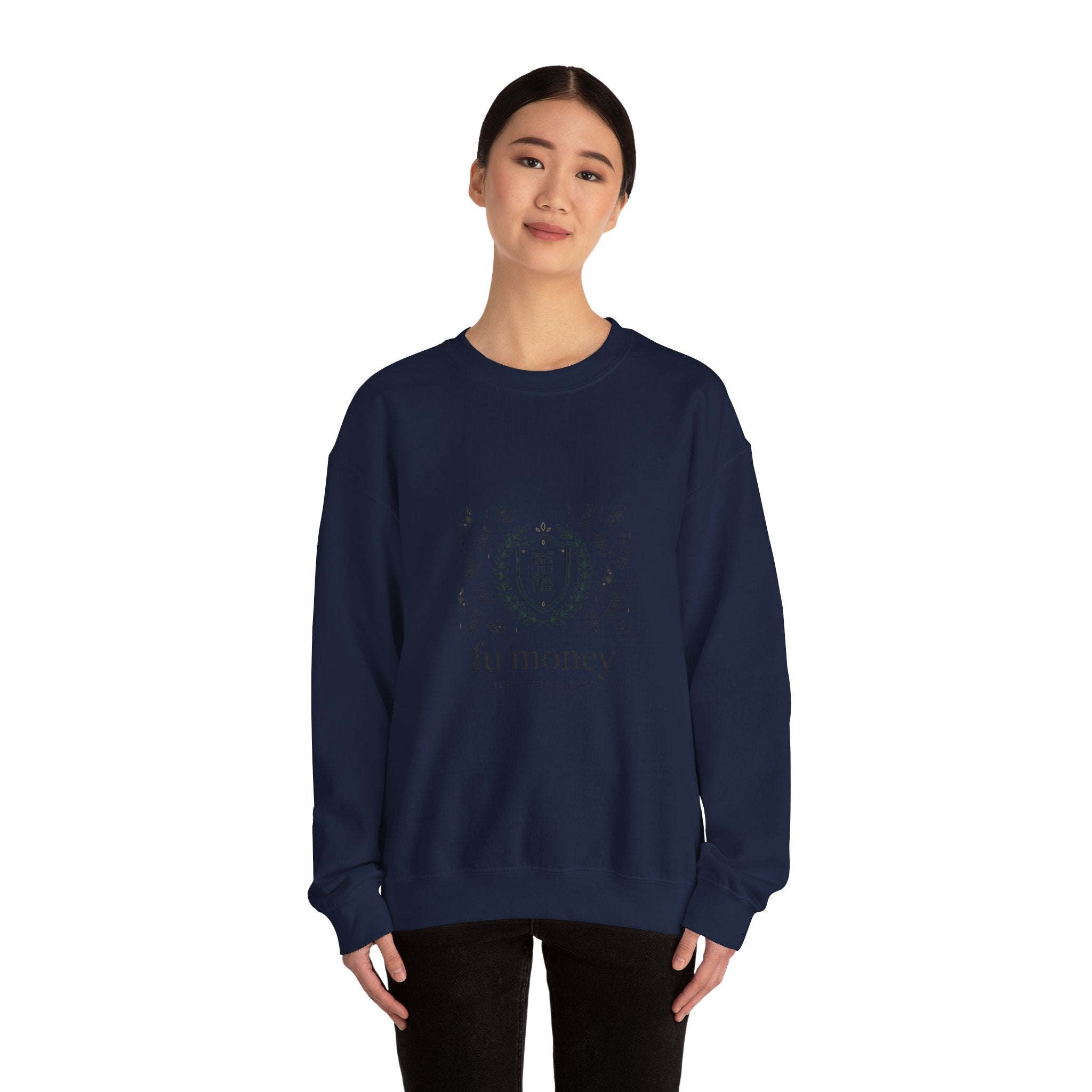 fu money crewneck sweatshirt | old money minimalist, serif monochrome