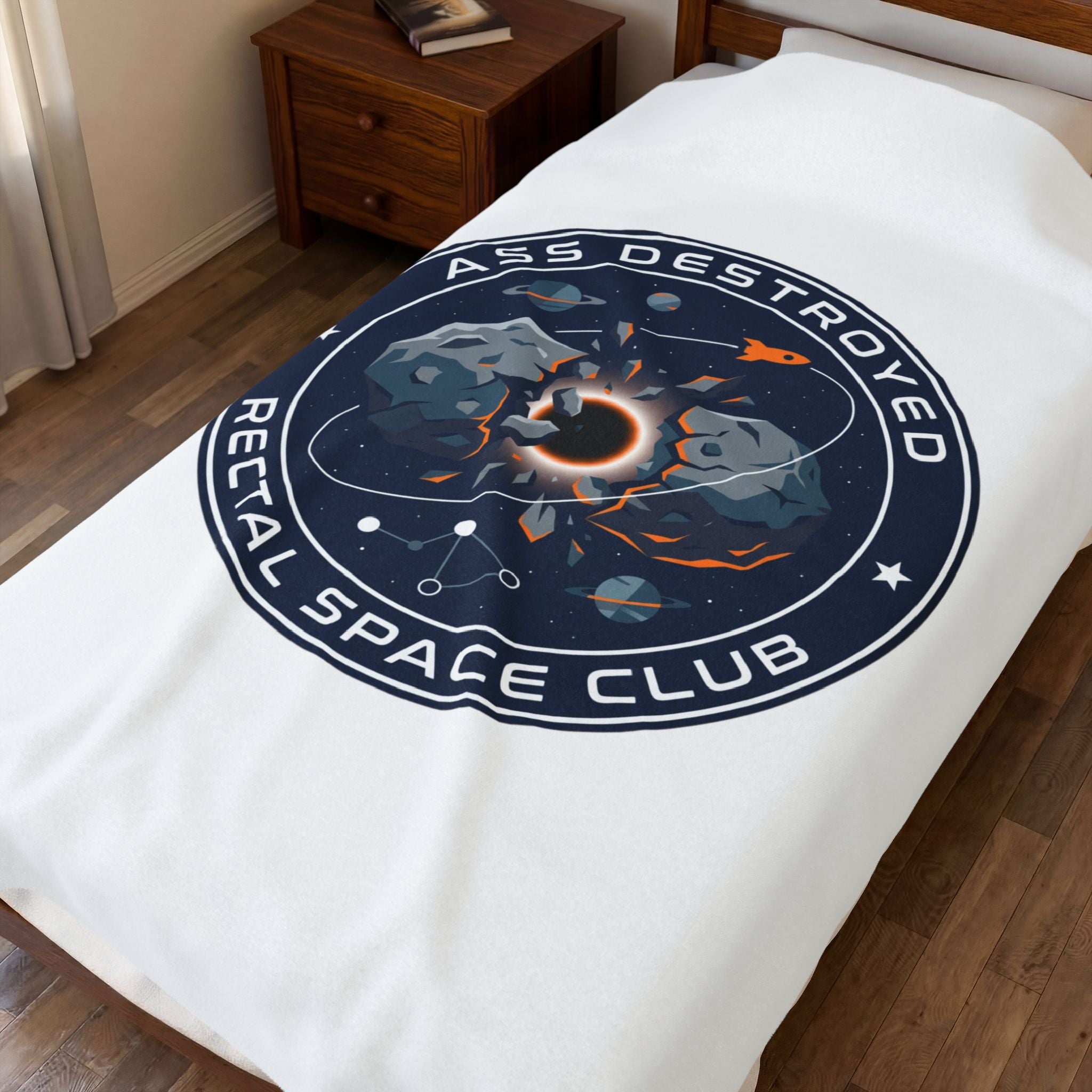 Rectal Space Club Mission Patch Blanket | space, astronaut, mission patch