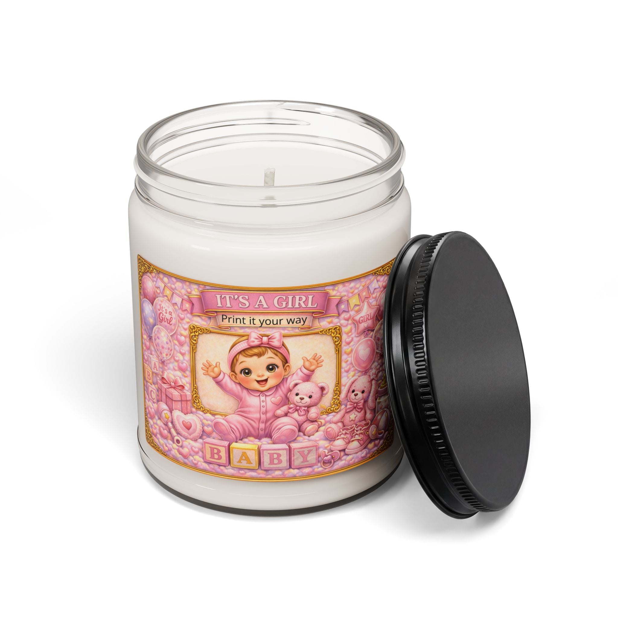 It's a Girl Baby Shower Scented Soy Candle – 9oz Pink Nursery Gift