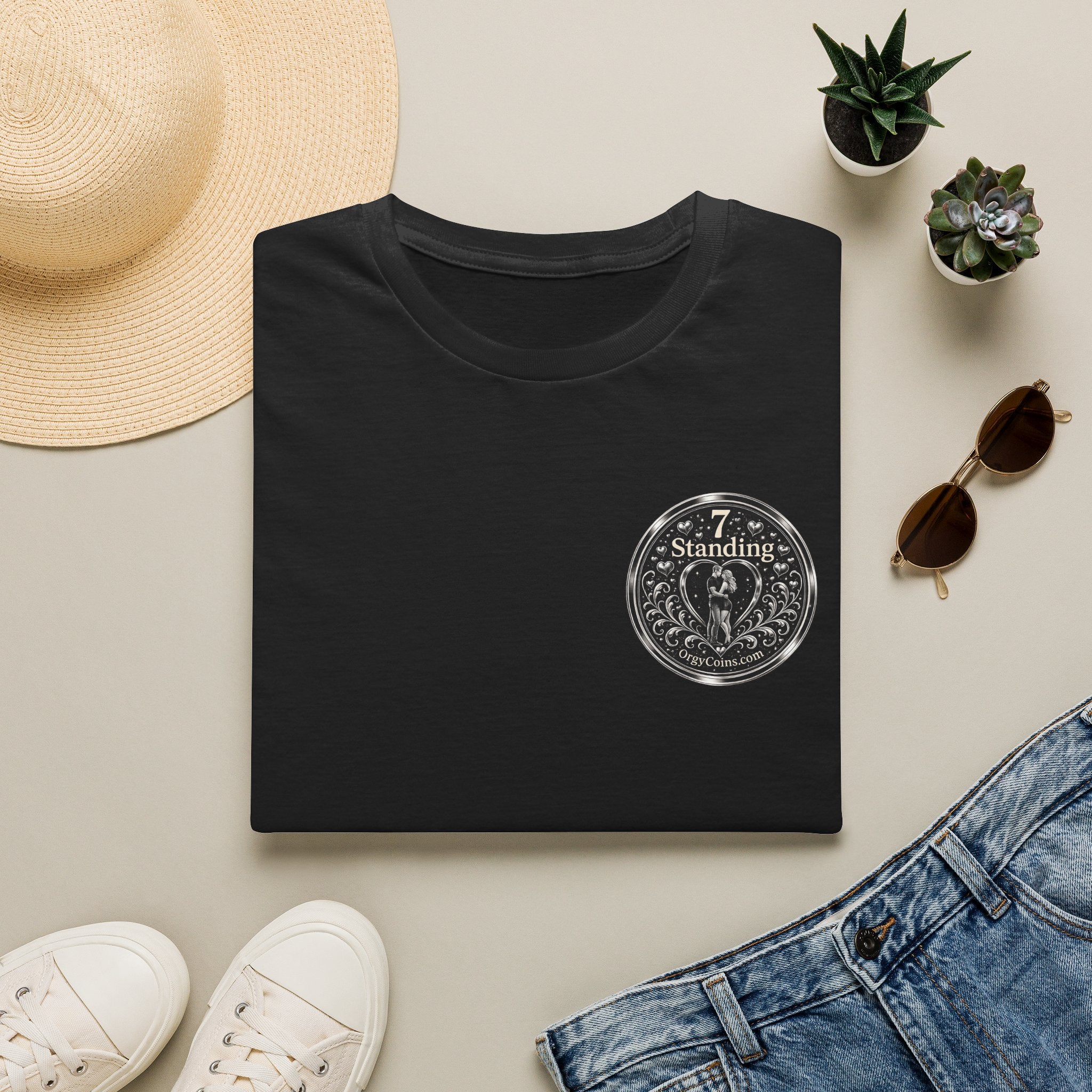 Standing Seven Orgy Coin Graphic T-Shirt