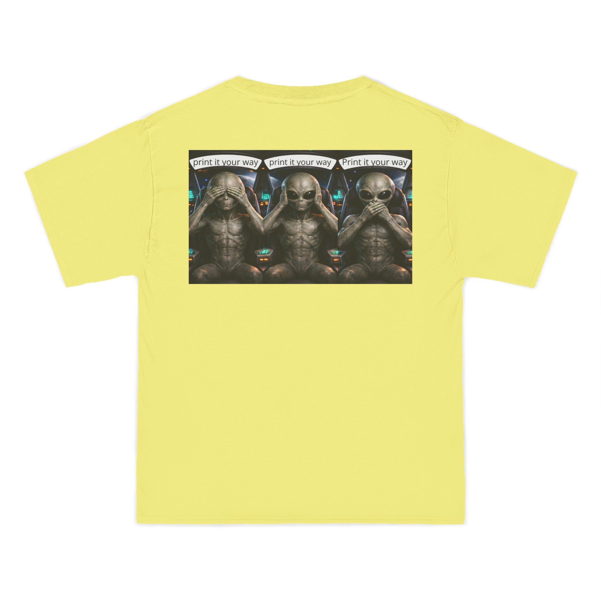 Alien Meditation Graphic T-Shirt — 'See No Evil' Trio Sci‑Fi Tee