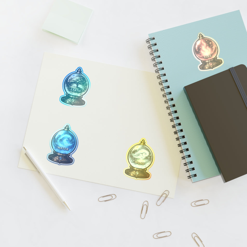 Elemental Globe Sticker Sheet — Earth, Fire, Water, Wind Magic Stickers