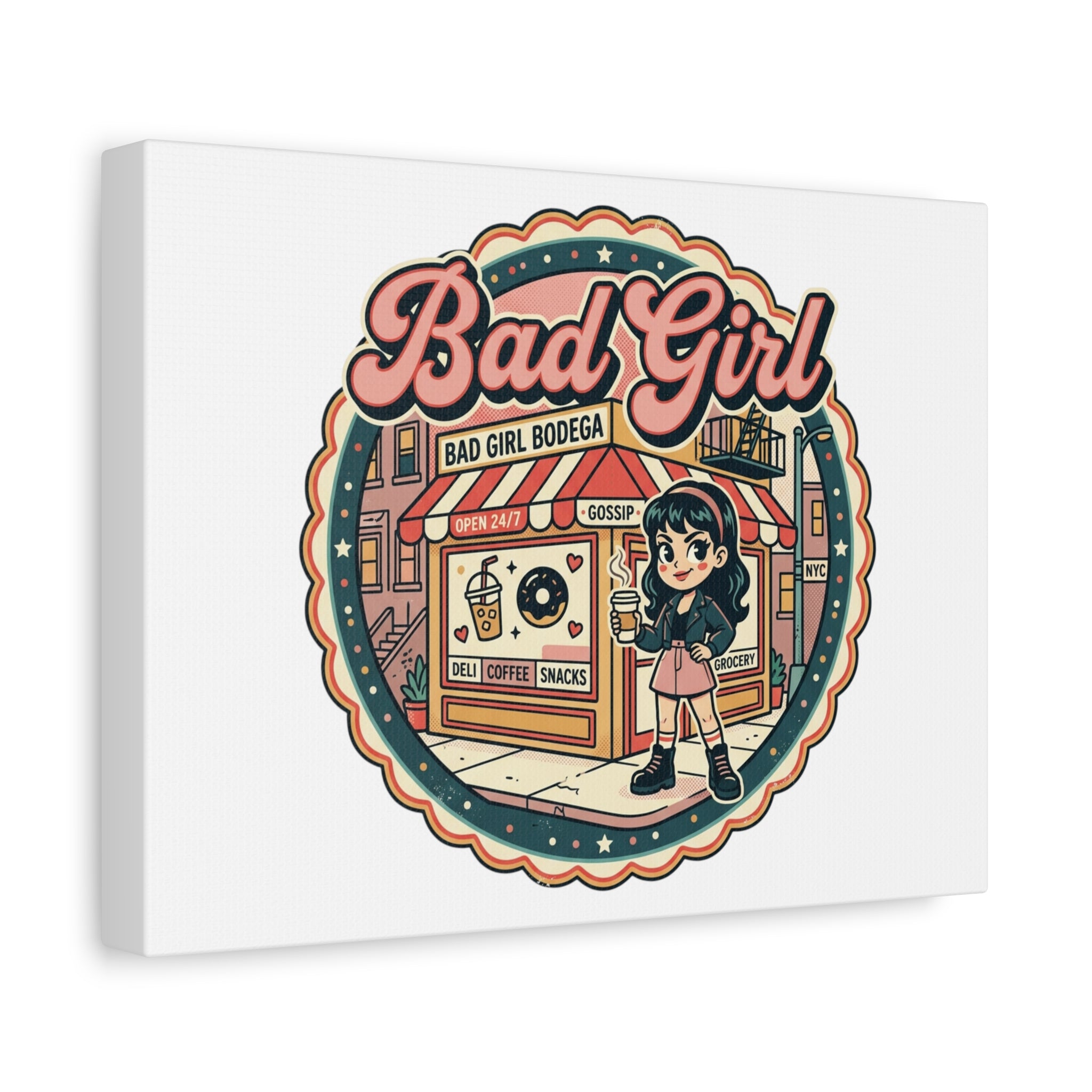 Bad Girl Bodega Canvas Print | Bodega, NYC, Y2K Corner Store Art