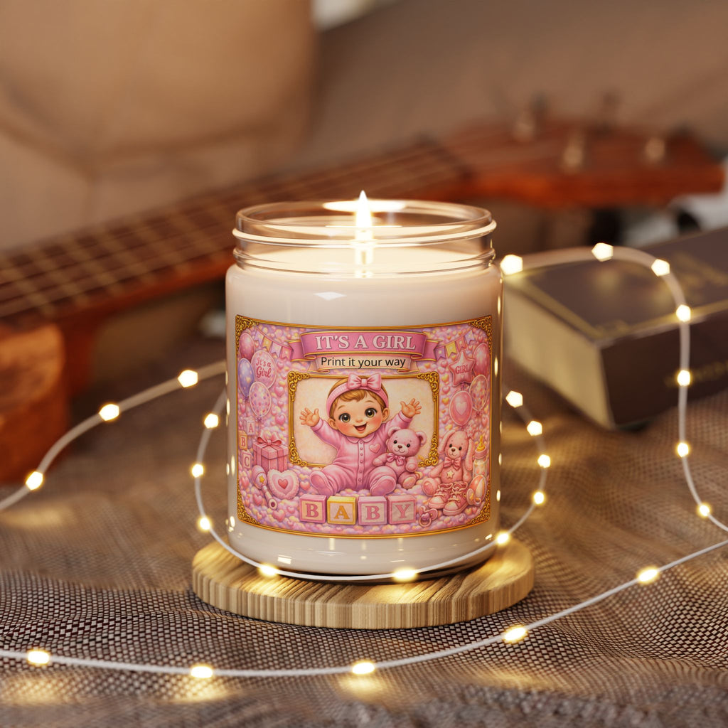 It's a Girl Baby Shower Scented Soy Candle – 9oz Pink Nursery Gift