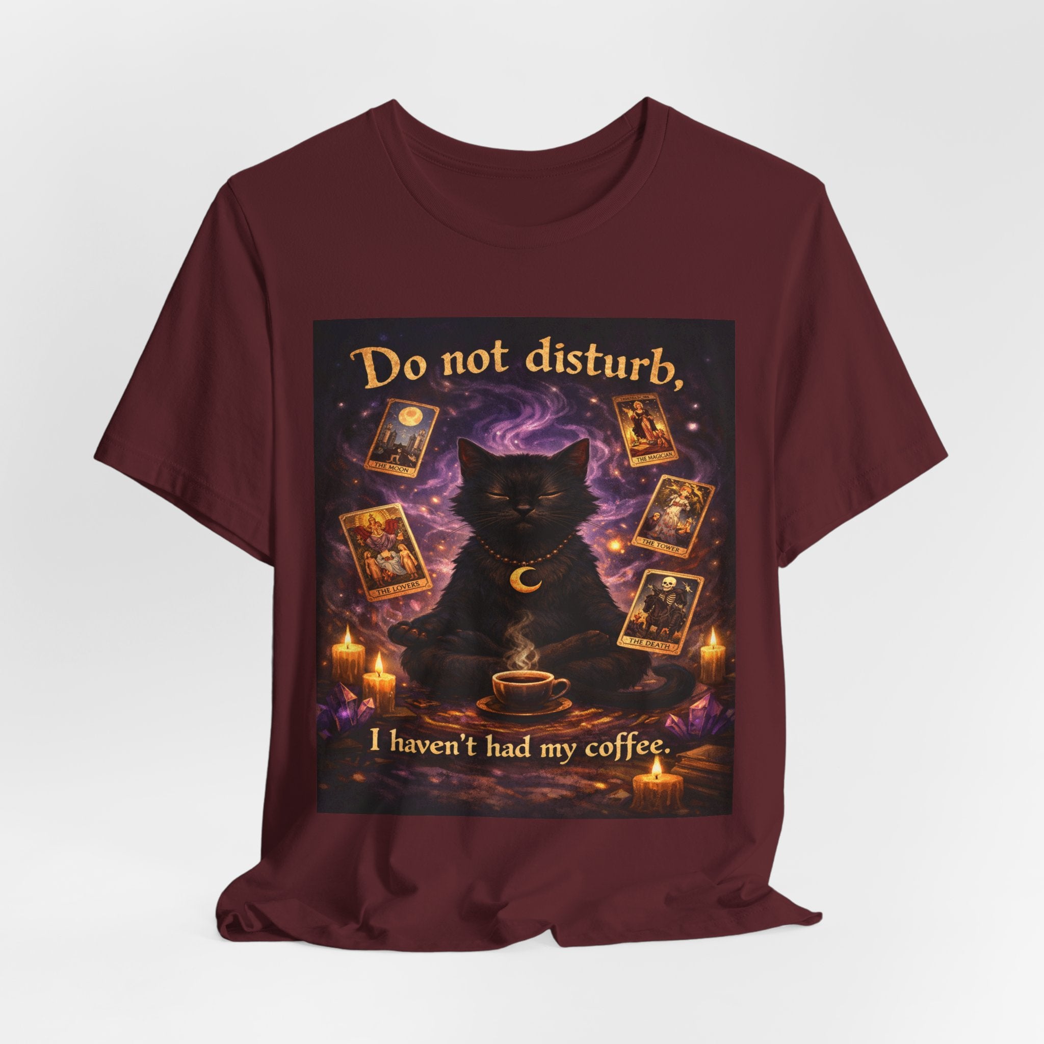 Do Not Disturb Cat Coffee Tee — Mystic Black Cat Tarot T-Shirt