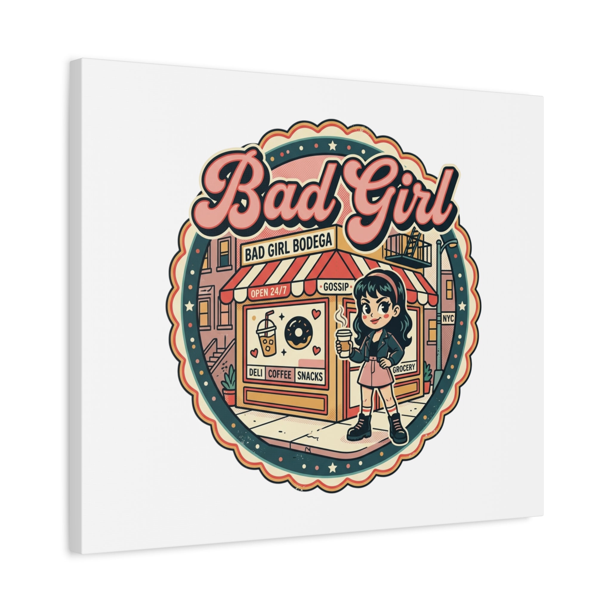 Bad Girl Bodega Canvas Print | Bodega, NYC, Y2K Corner Store Art
