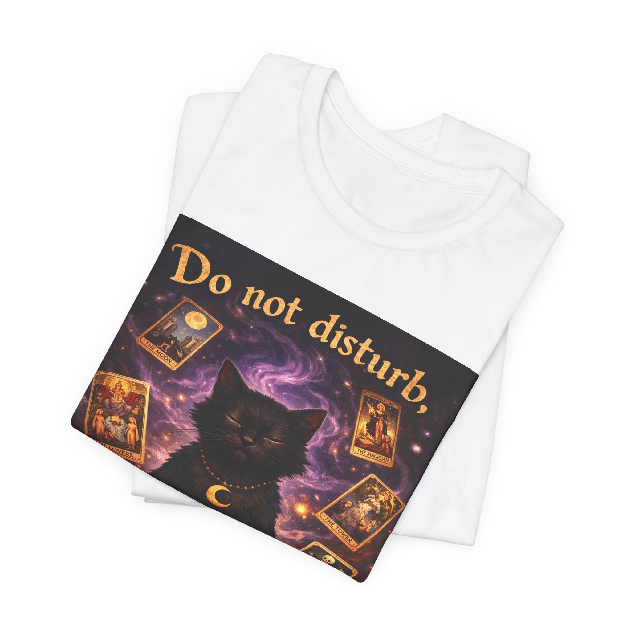 Do Not Disturb Cat Coffee Tee — Mystic Black Cat Tarot T-Shirt