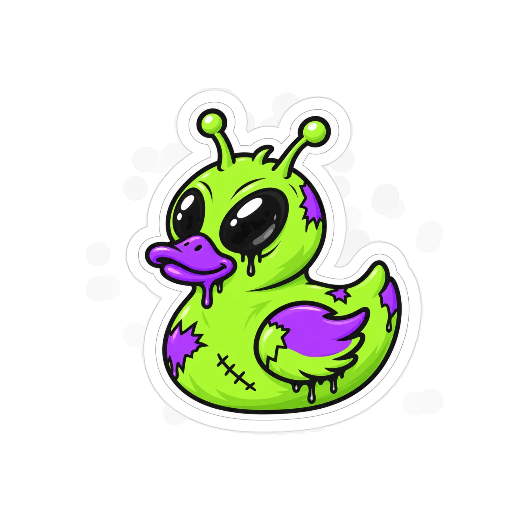Alien Duck Die-Cut Sticker — Green & Purple Outdoor Vinyl