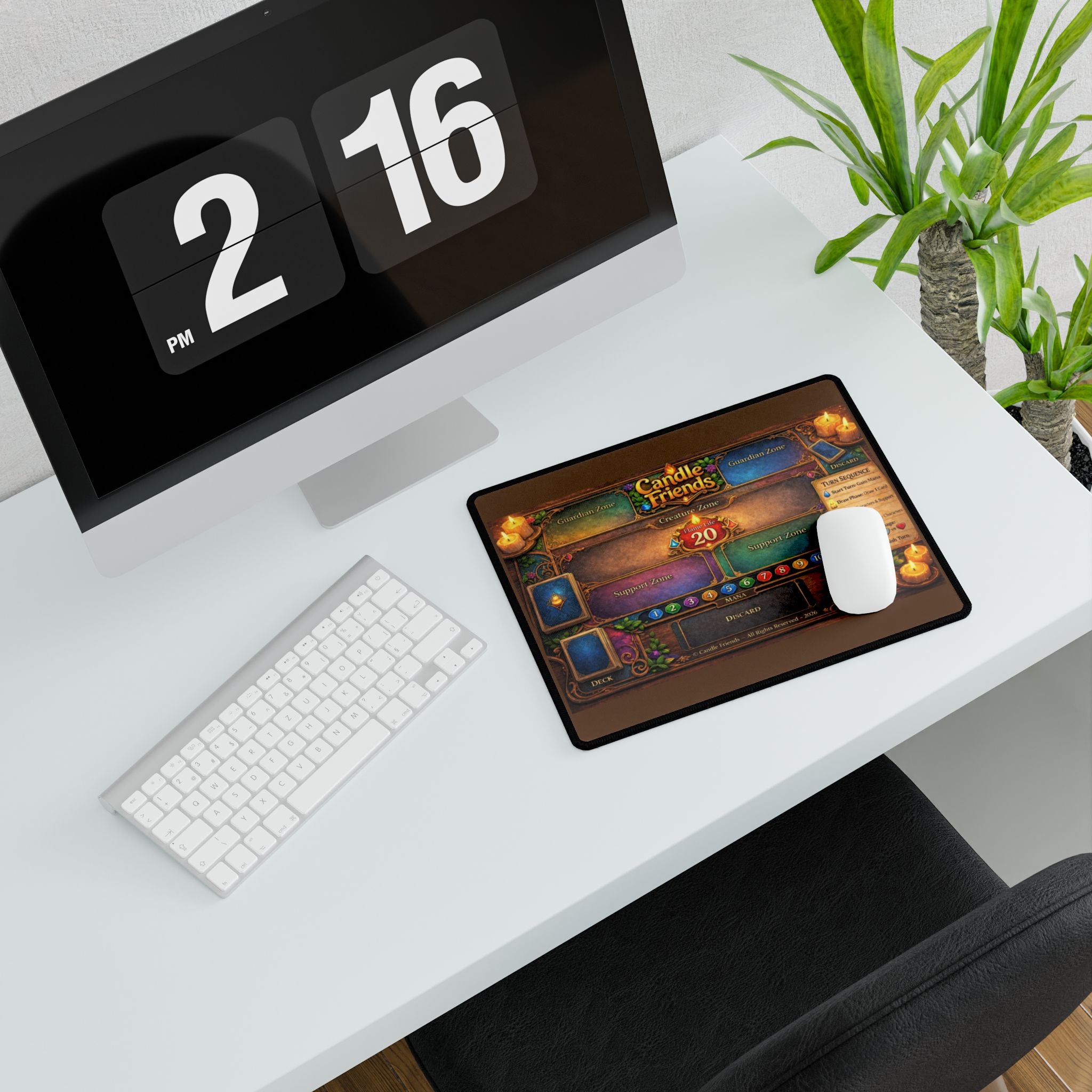 Candle Friends Board Game Desk Mat — Fantasy Playmat with Guardian Zone & Card Areas