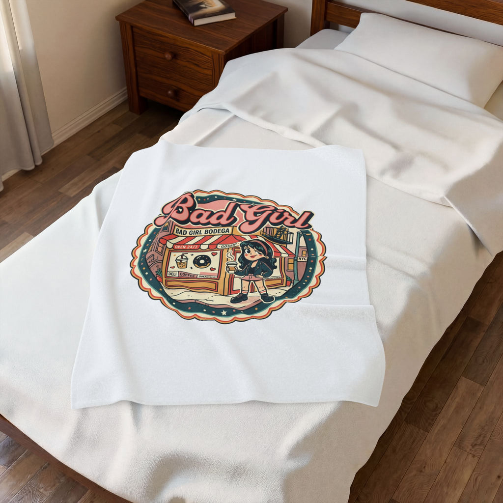 Bad Girl Bodega Plush Blanket | NYC bodega, Y2K deli sign, Spanglish vibes