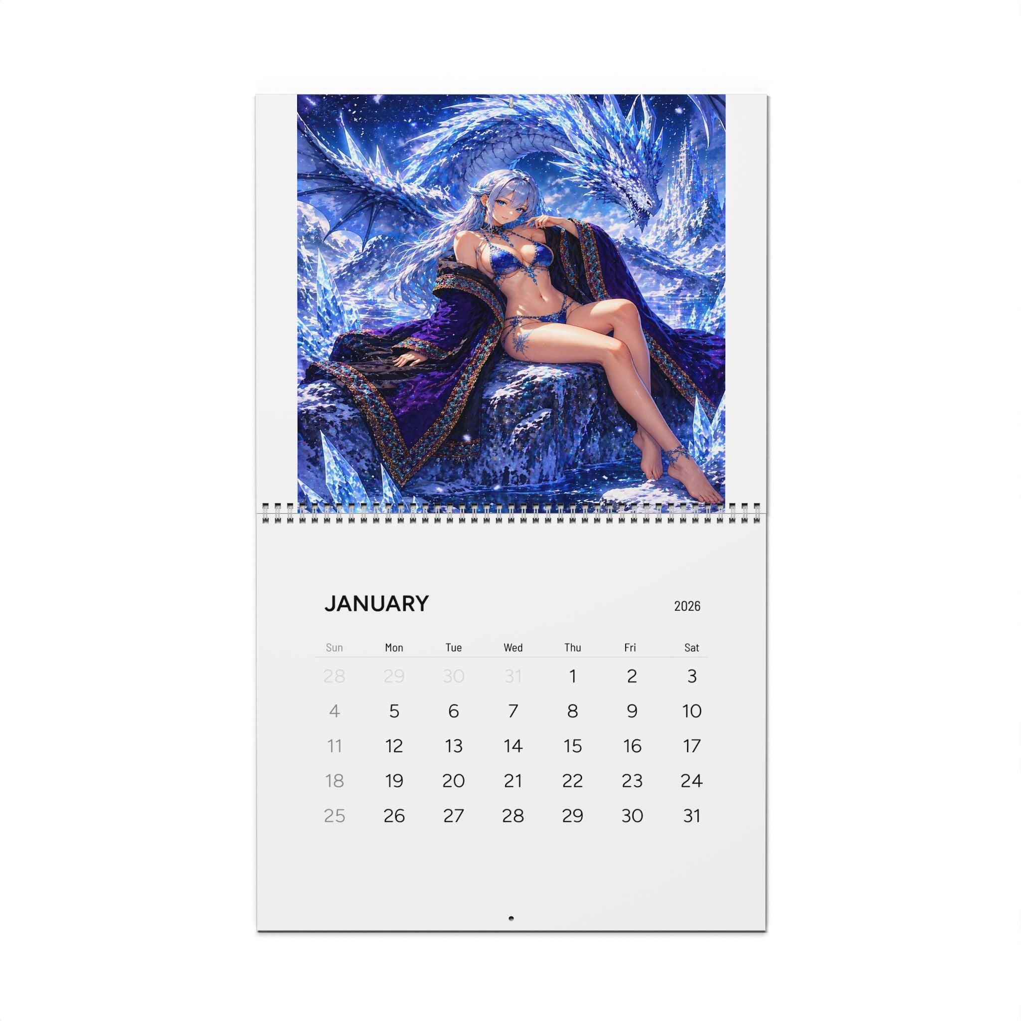 2026 Girls of the Cloak Fantasy Art Wall Calendar — Pinup Dragon Sorceress Monthly Calendar