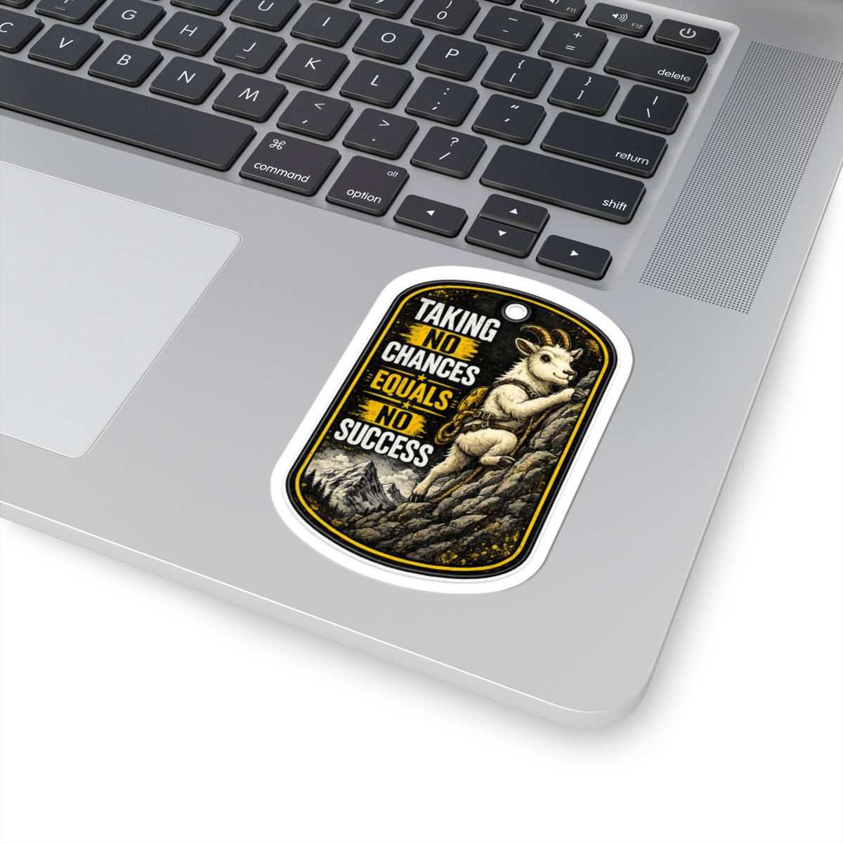 Sticker — 'Taking No Chances Equals No Success' Mountain Goat Motivational Kiss-Cut Sticker