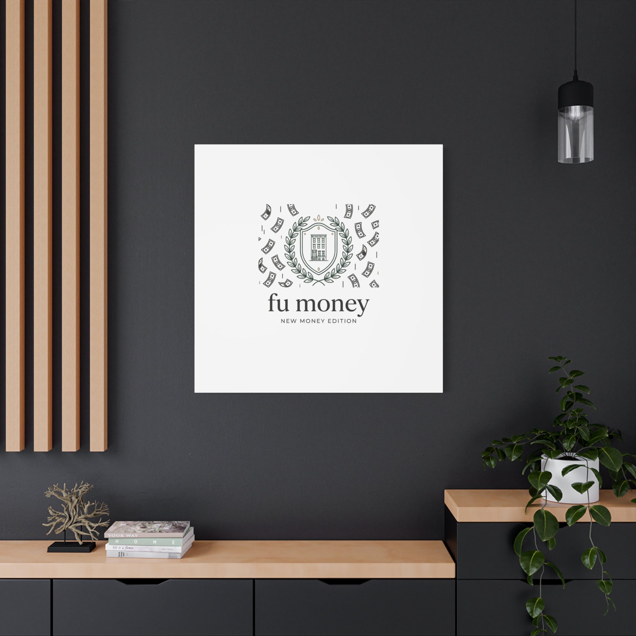fu money Canvas |New Money Minimalist, Quiet Luxury, Serif Monochrome