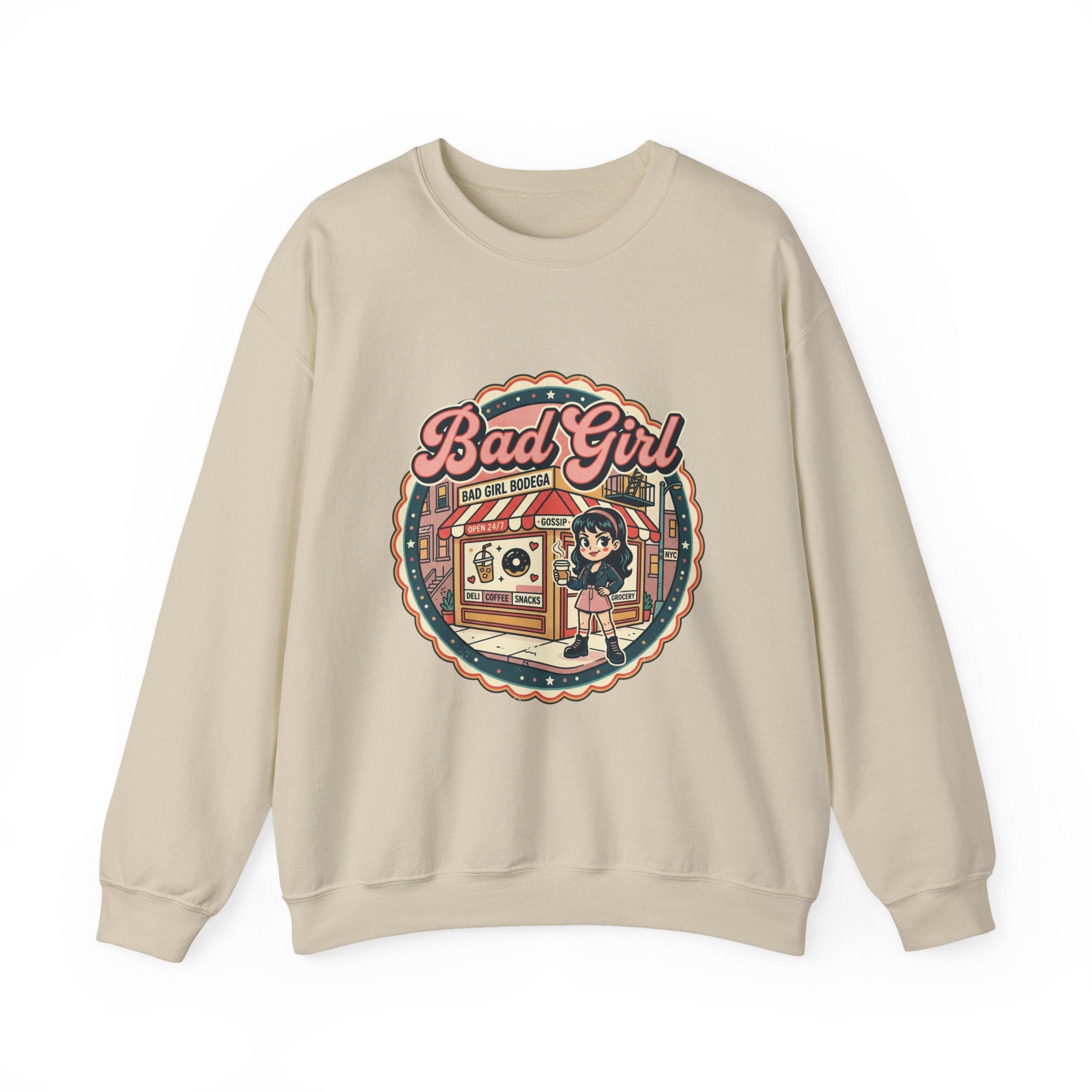 Bodega Bad Girl Crewneck Sweatshirt | NYC, Y2K Spanglish Deli Vibe