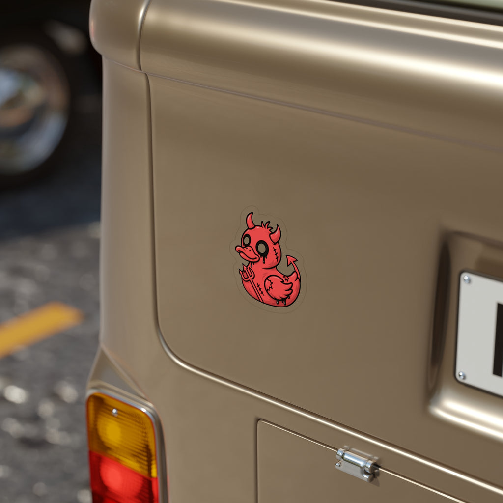 Devil Duck Die-Cut Sticker — Red Devil Rubber Ducky Outdoor Vinyl