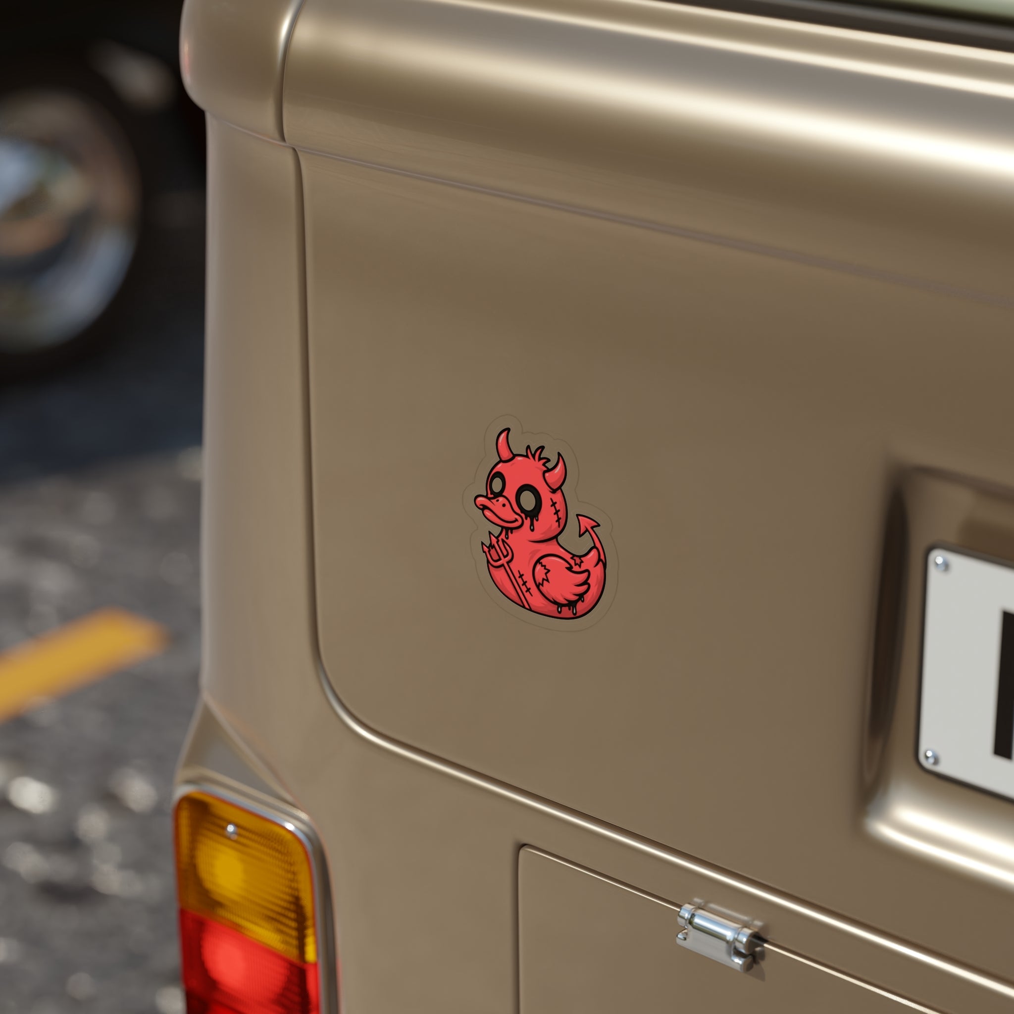 Devil Duck Die-Cut Sticker — Red Devil Rubber Ducky Outdoor Vinyl