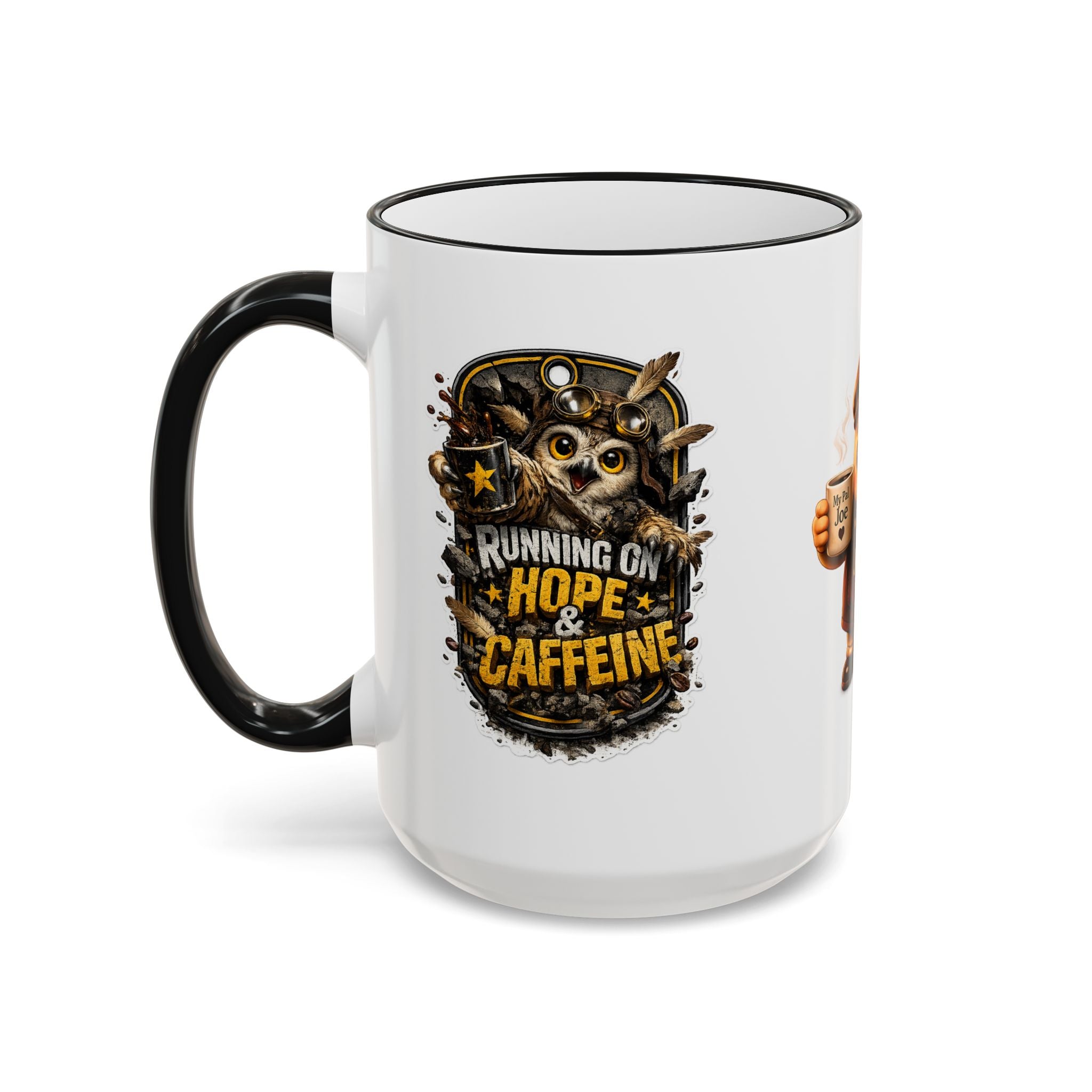 Running on Hope and Caffeine — 'My First Cup of Joe' Vintage Coffee Character (11oz/15oz)