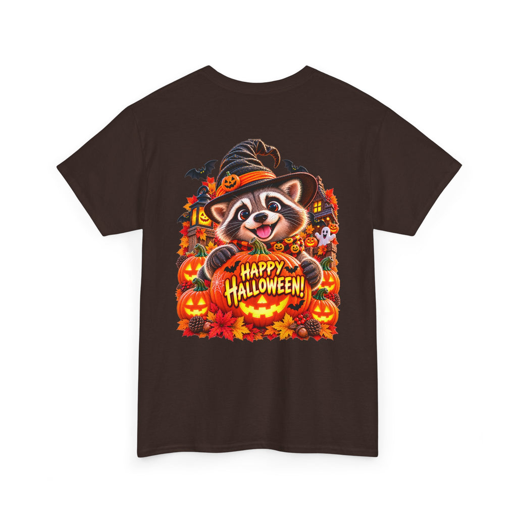 Halloween Raccoon Tee — Cute Jack-o'-Lantern "Happy Halloween" Shirt