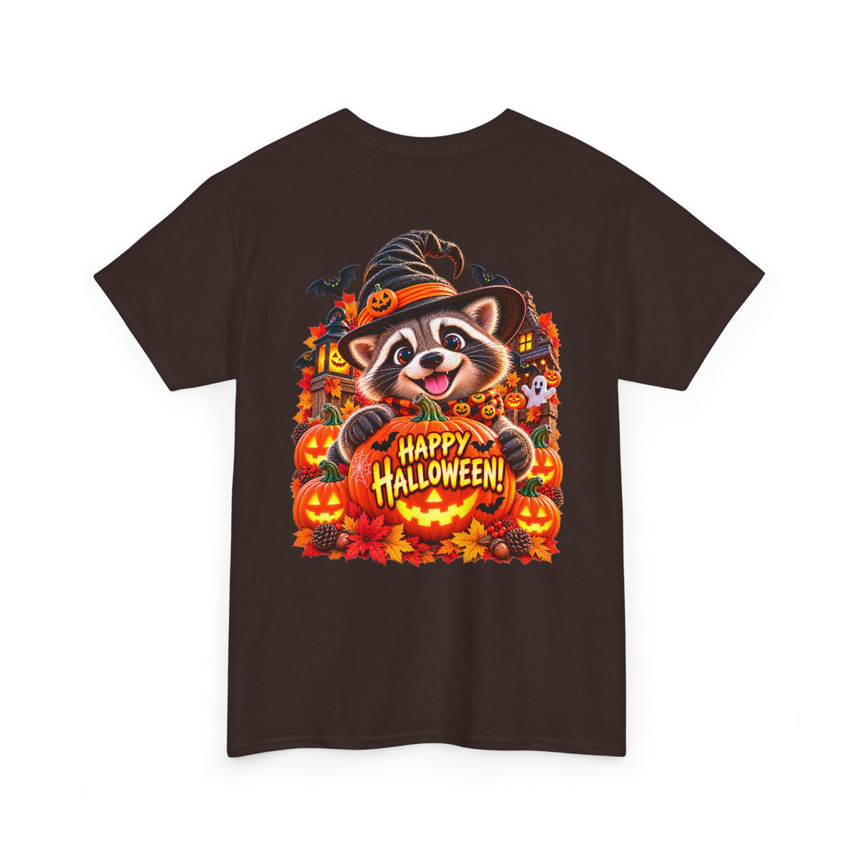 Halloween Raccoon Tee — Cute Jack-o'-Lantern "Happy Halloween" Shirt
