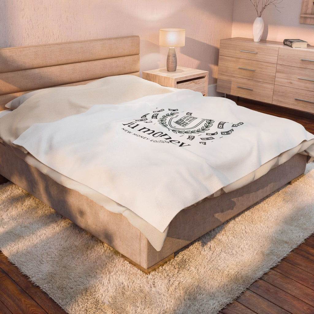 quiet luxury crest Velveteen Plush Blanket | old money minimalist, monochrome