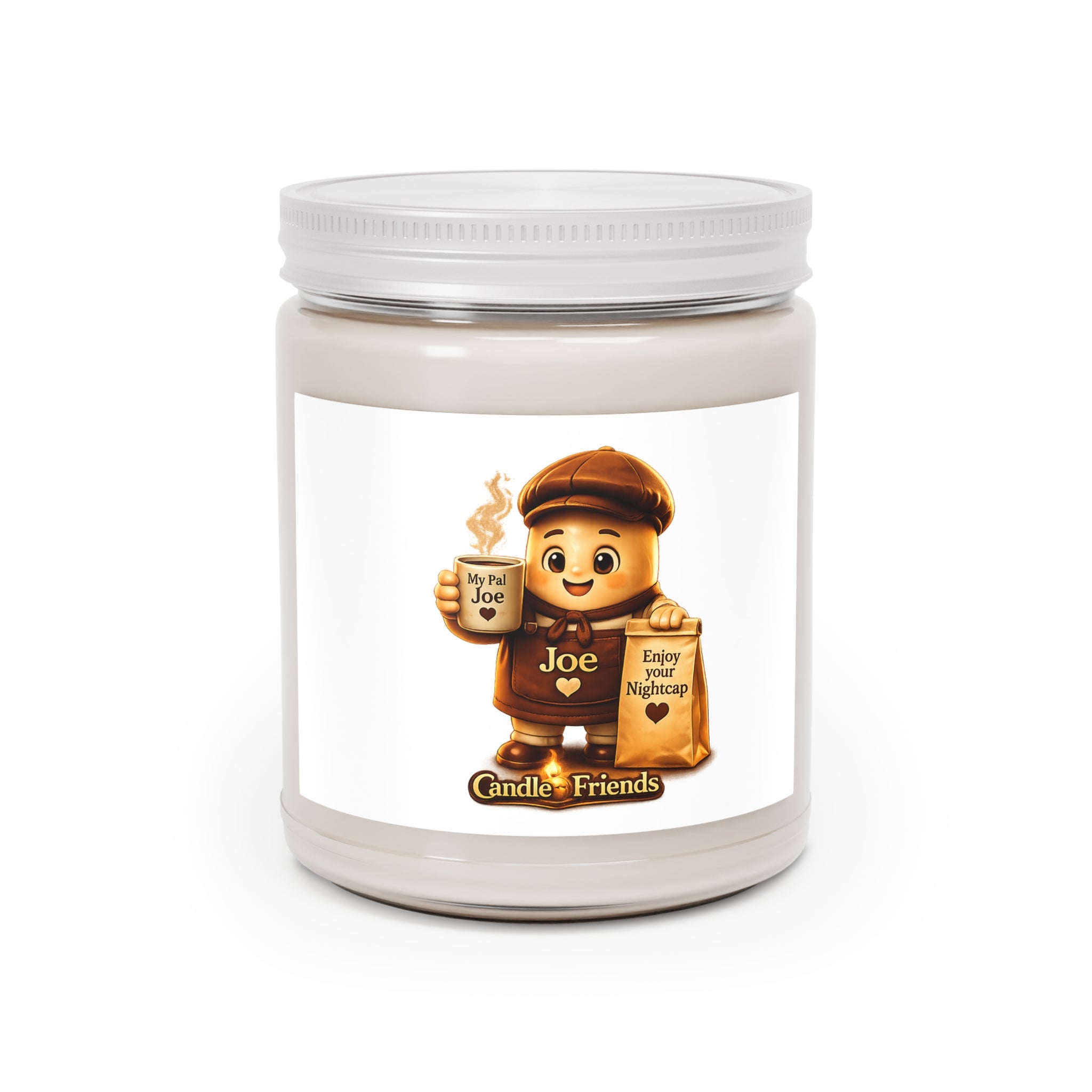 My Pal Joe Scented Soy Candle – Cozy Coffeehouse, 9oz Jar with White Lid