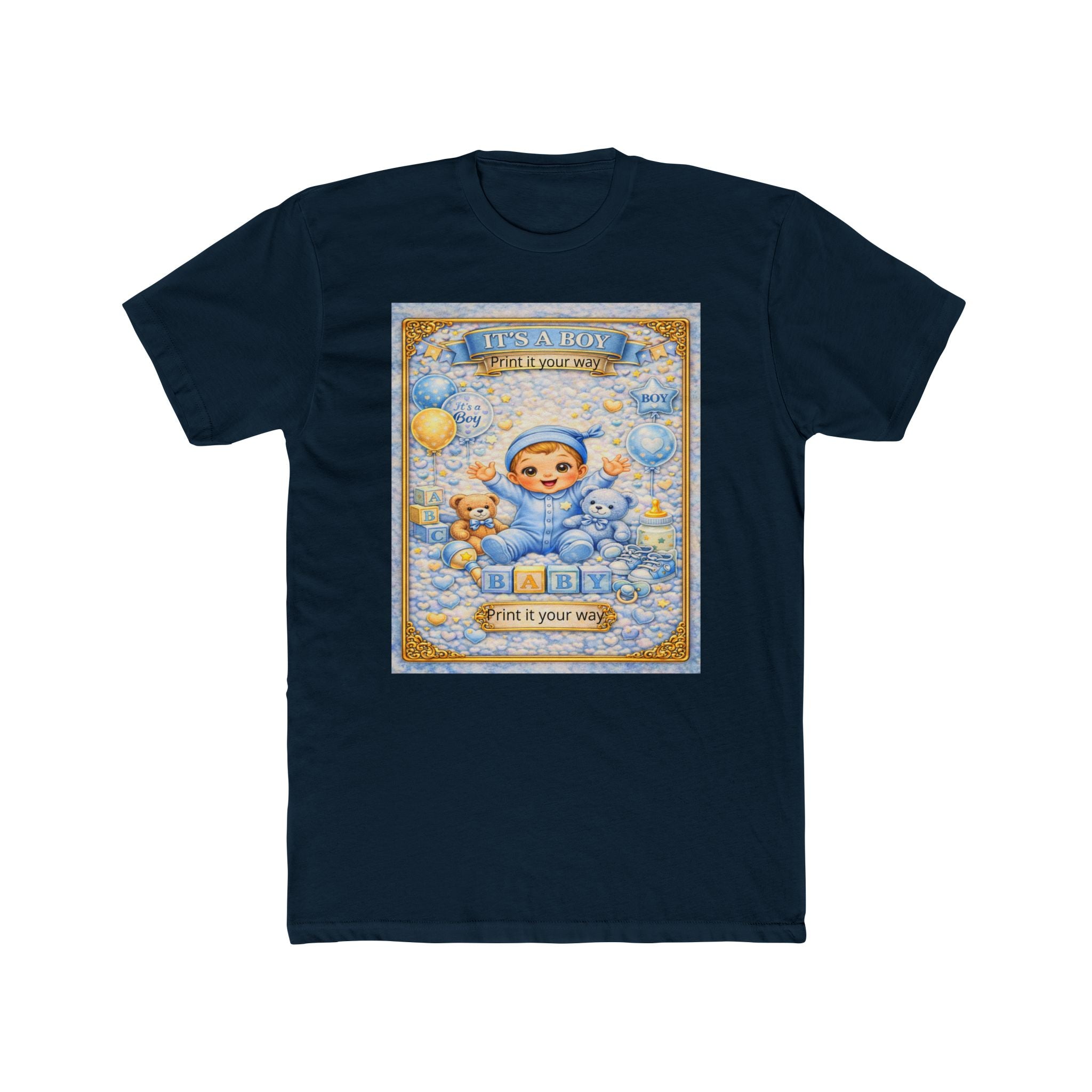 Its a Boy T‑Shirt – 'A New Adventure Begins' Cute Vintage Blue Baby Design