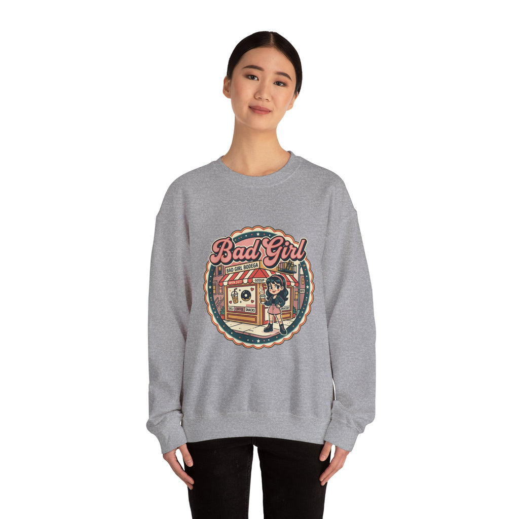 Bodega Bad Girl Crewneck Sweatshirt | NYC, Y2K Spanglish Deli Vibe