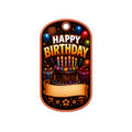 Happy Birthday Kiss-Cut Sticker VERTICAL— Colorful Cake, Balloons & Custom Name Banner