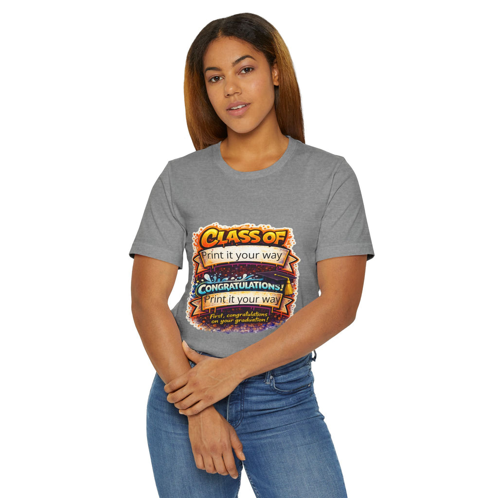 Class of [Year] Graduation T-Shirt — "Congratulations!" Colorful Celebration Tee