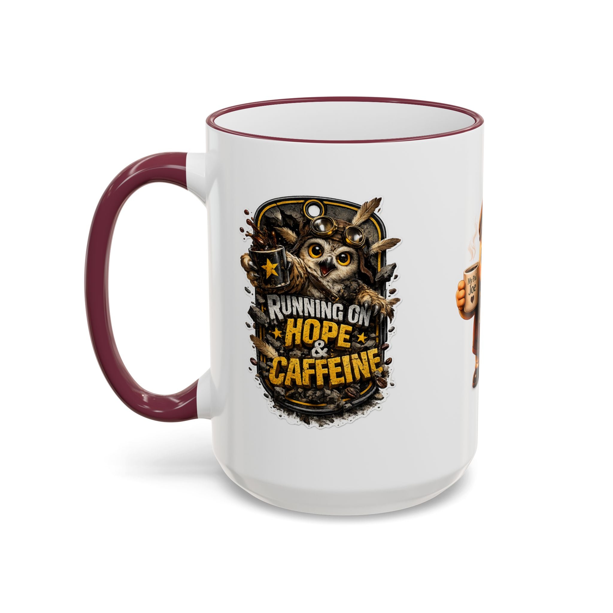 Running on Hope and Caffeine — 'My First Cup of Joe' Vintage Coffee Character (11oz/15oz)