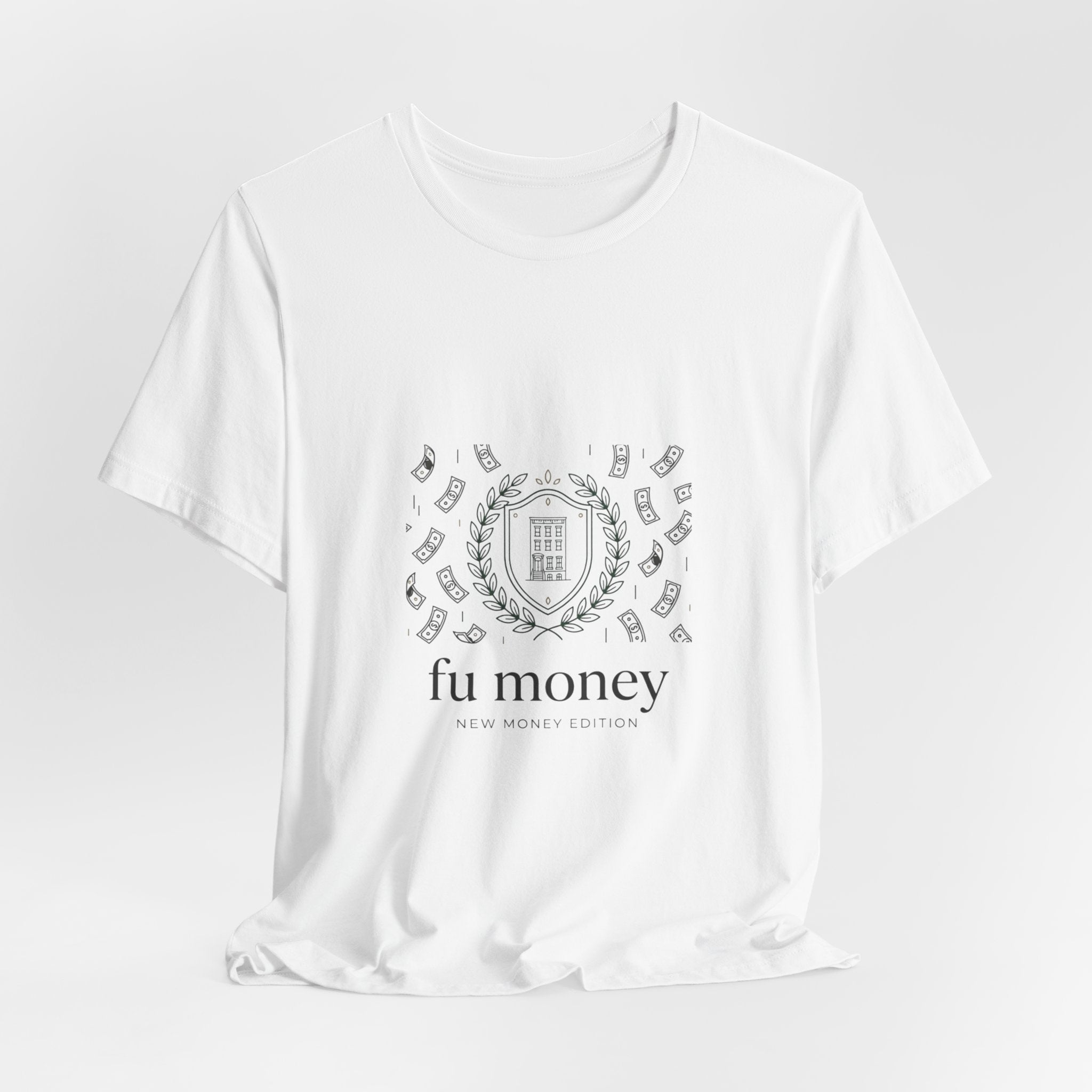fu money Crest Tee | old money minimalist, serif monochrome