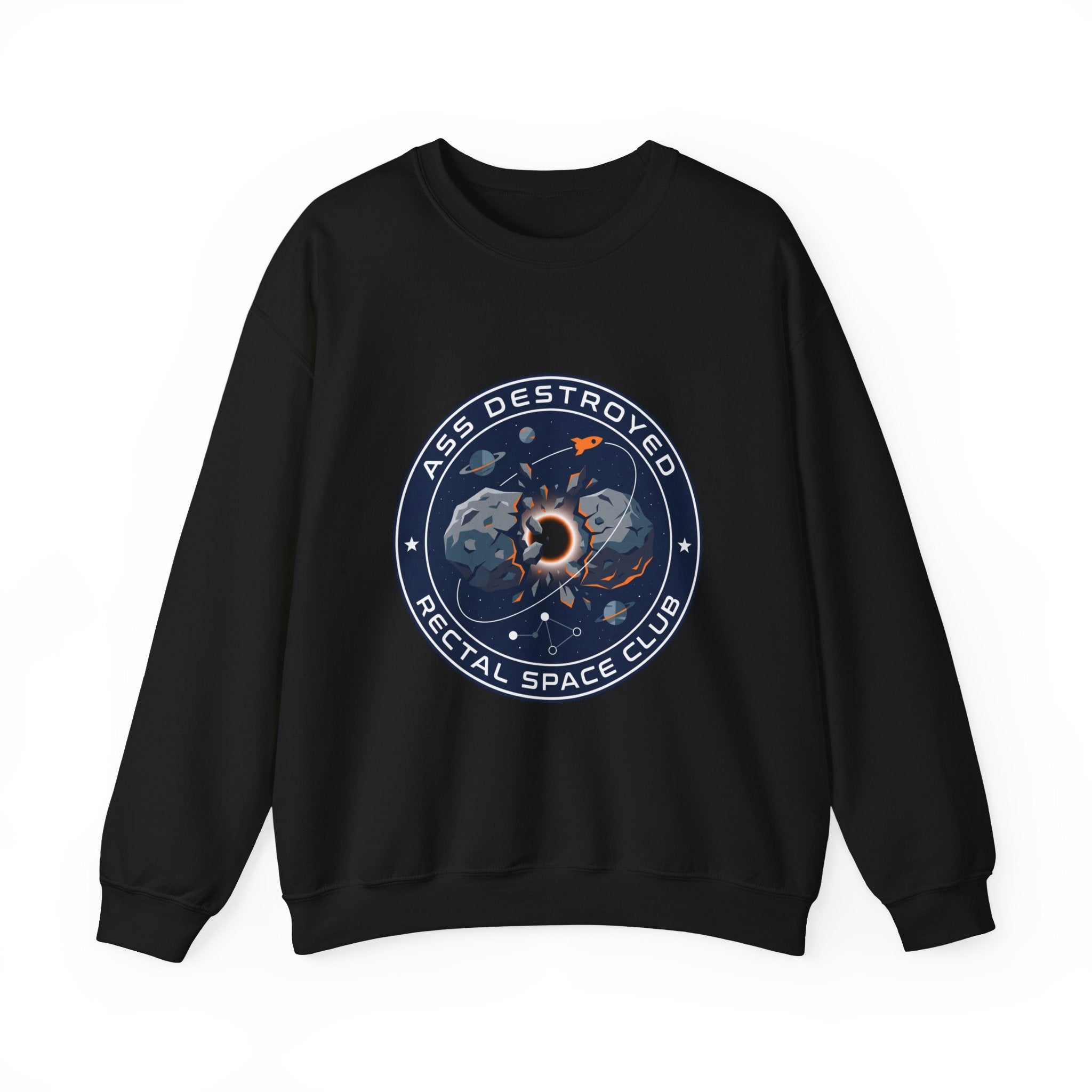 Mission Patch Cosmic Rocket Crewneck, space astronaut, mission patch, hard sci-fi