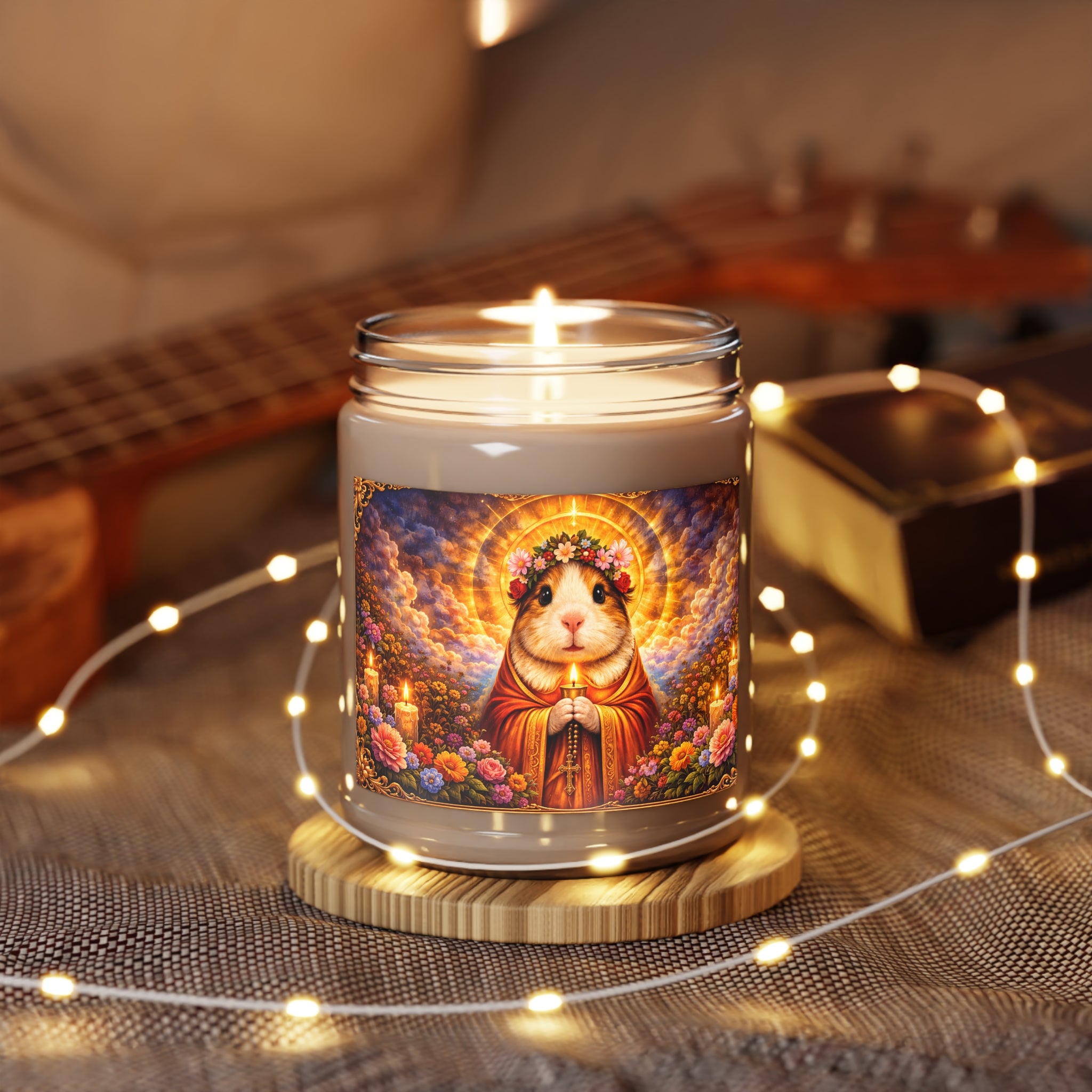 Guinea Pig Saint Soy Candle — Floral Halo 9oz Scented Jar